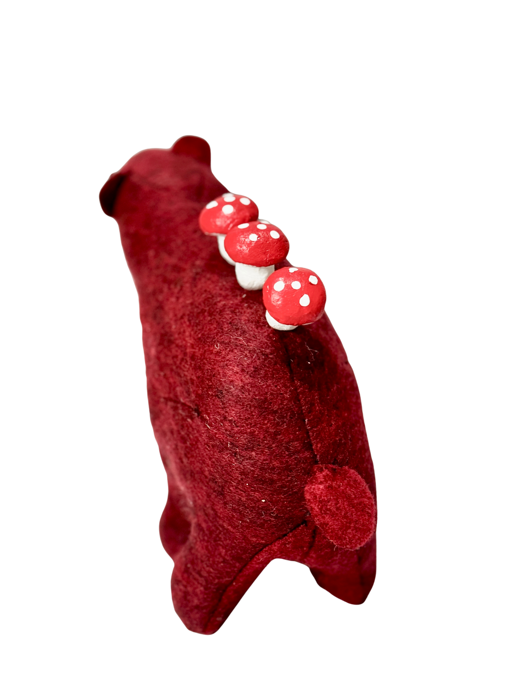 Folk Art Soft Sculpture Free Standing Bear  - Mushroom Lover- One of a Kind  - Woodland Collection