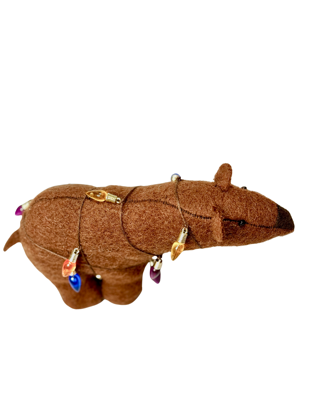 Folk Art Soft Sculpture Free Standing Bear  - Holiday Lights - One of a Kind  - Woodland Collection (Copy)