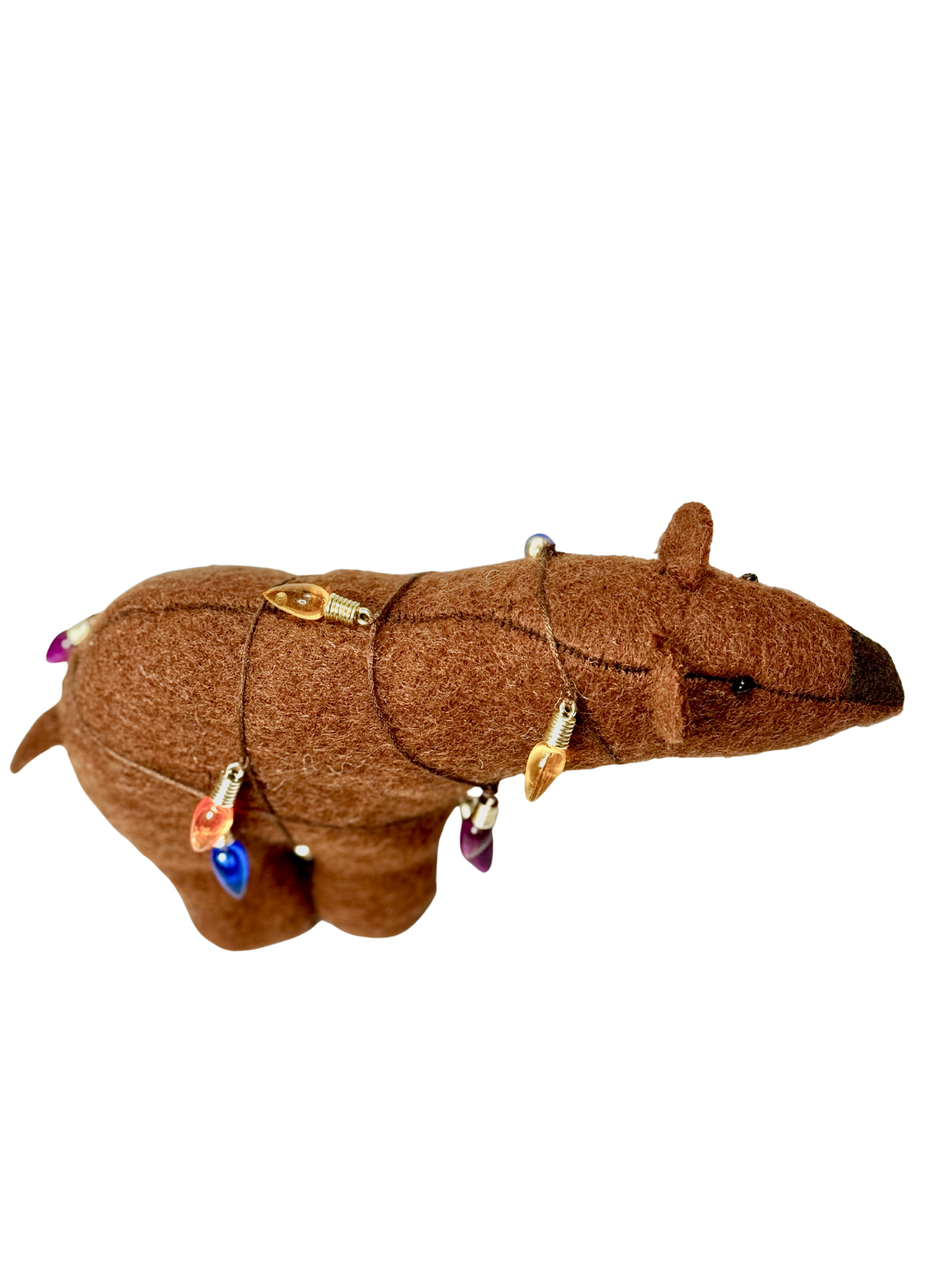 Folk Art Soft Sculpture Free Standing Bear  - Holiday Lights - One of a Kind  - Woodland Collection (Copy)