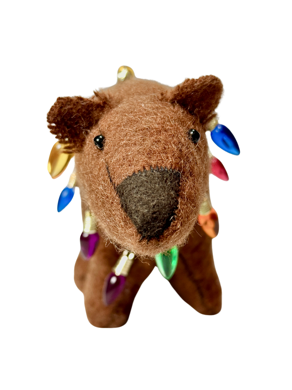 Folk Art Soft Sculpture Free Standing Bear  - Holiday Lights - One of a Kind  - Woodland Collection (Copy)