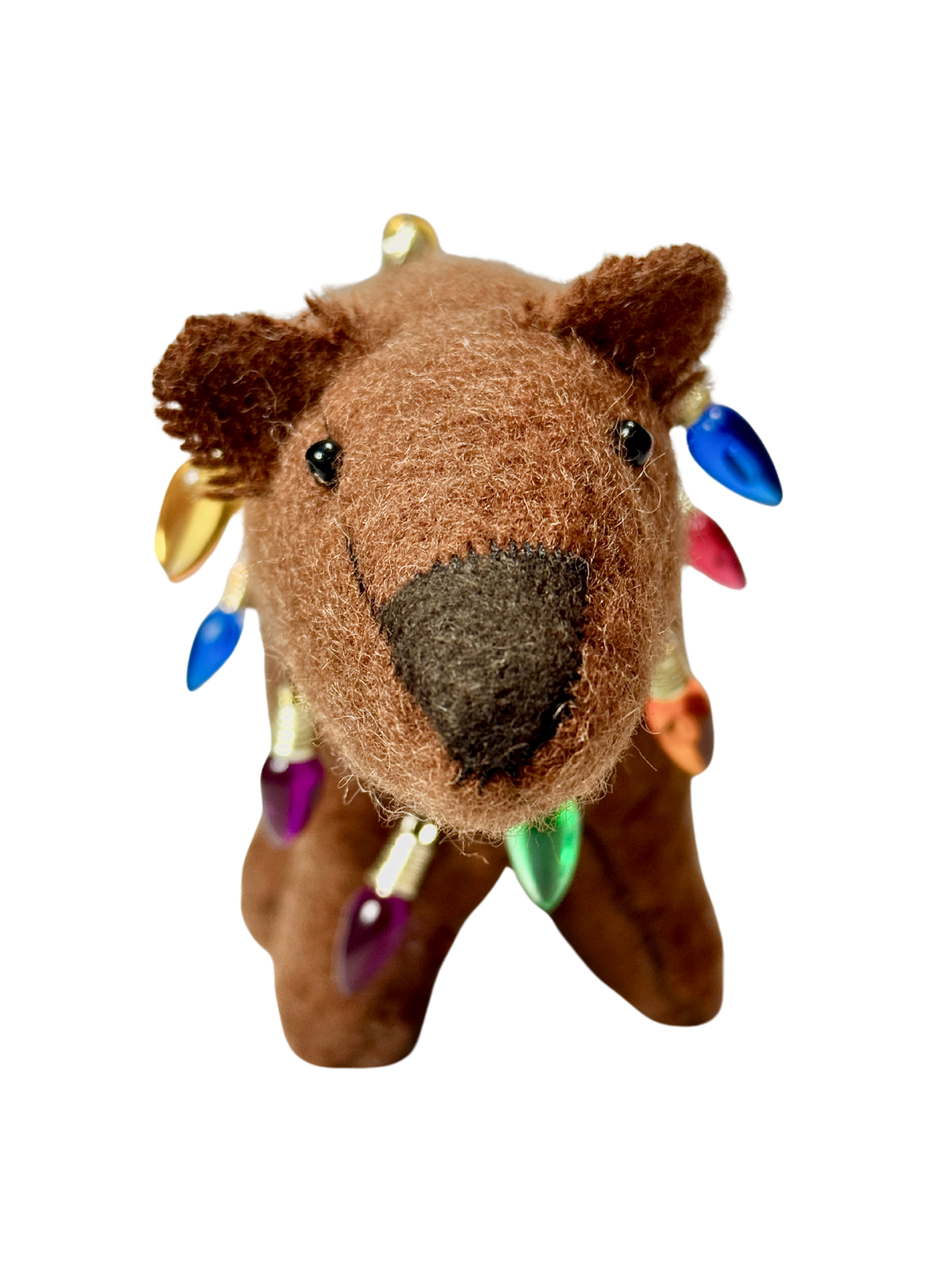 Folk Art Soft Sculpture Free Standing Bear  - Holiday Lights - One of a Kind  - Woodland Collection (Copy)