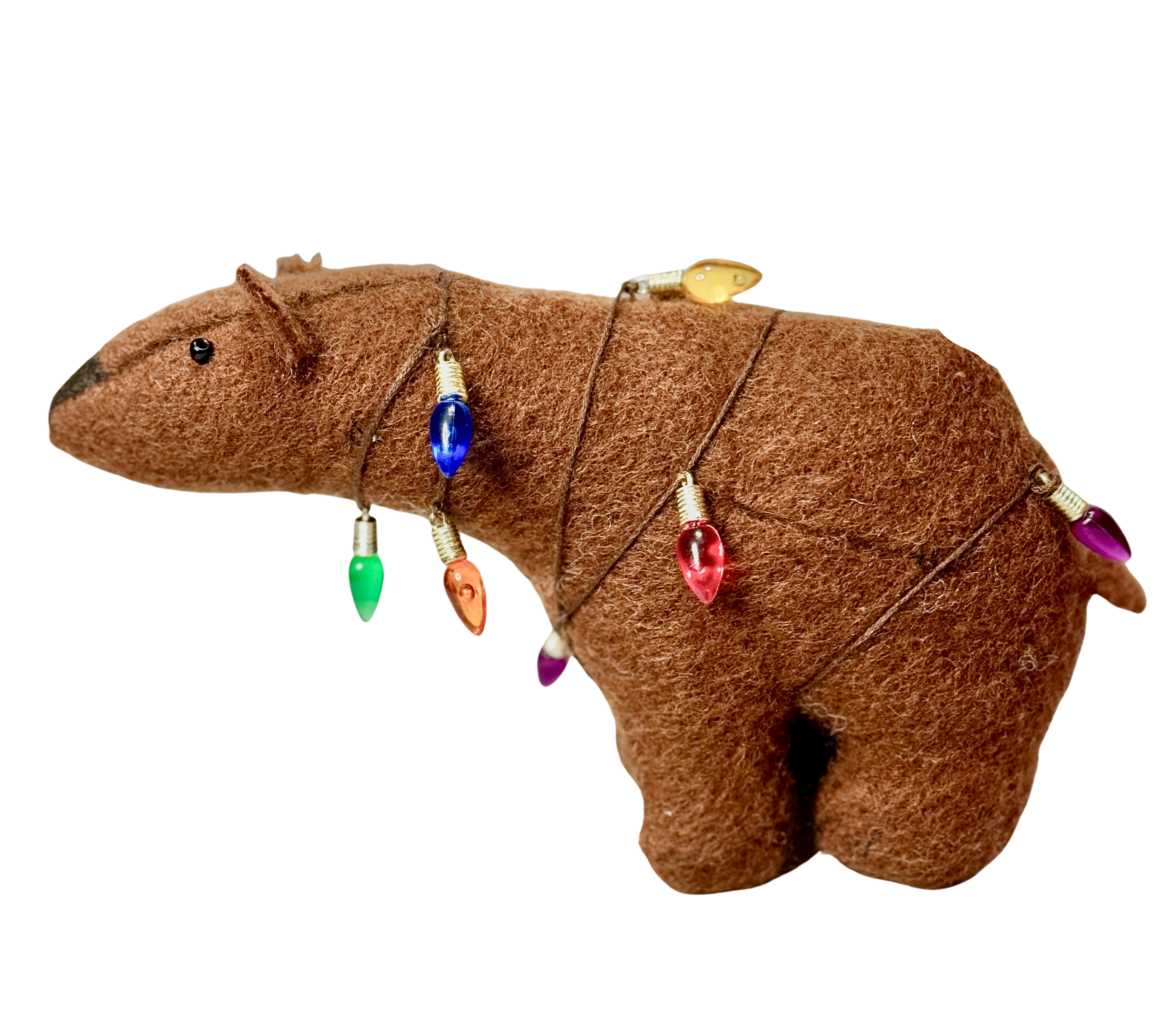 Folk Art Soft Sculpture Free Standing Bear  - Holiday Lights - One of a Kind  - Woodland Collection (Copy)