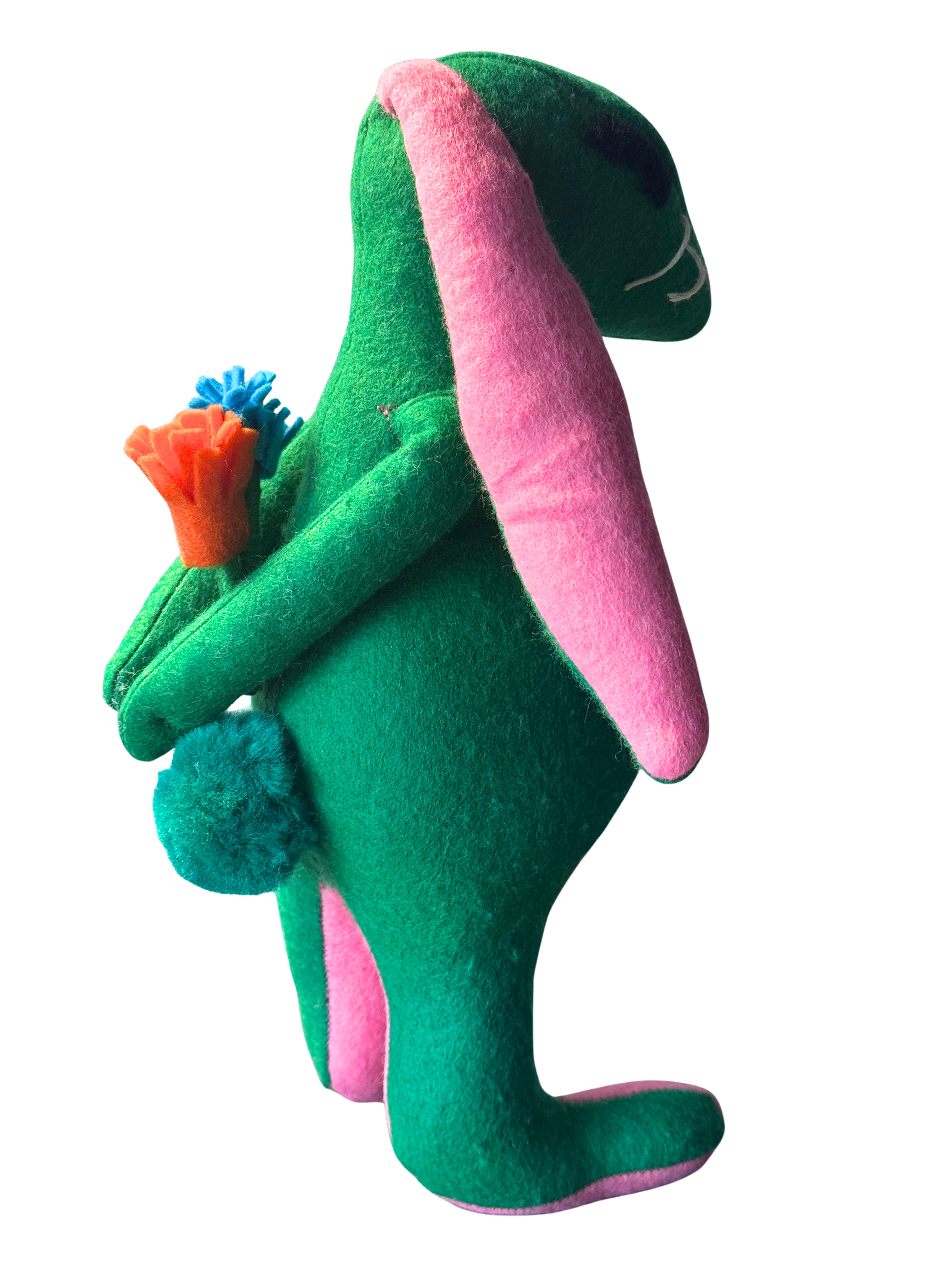 Green and Pink Gentleman Bunny Rabbit - One of a Kind Soft Art Collectible