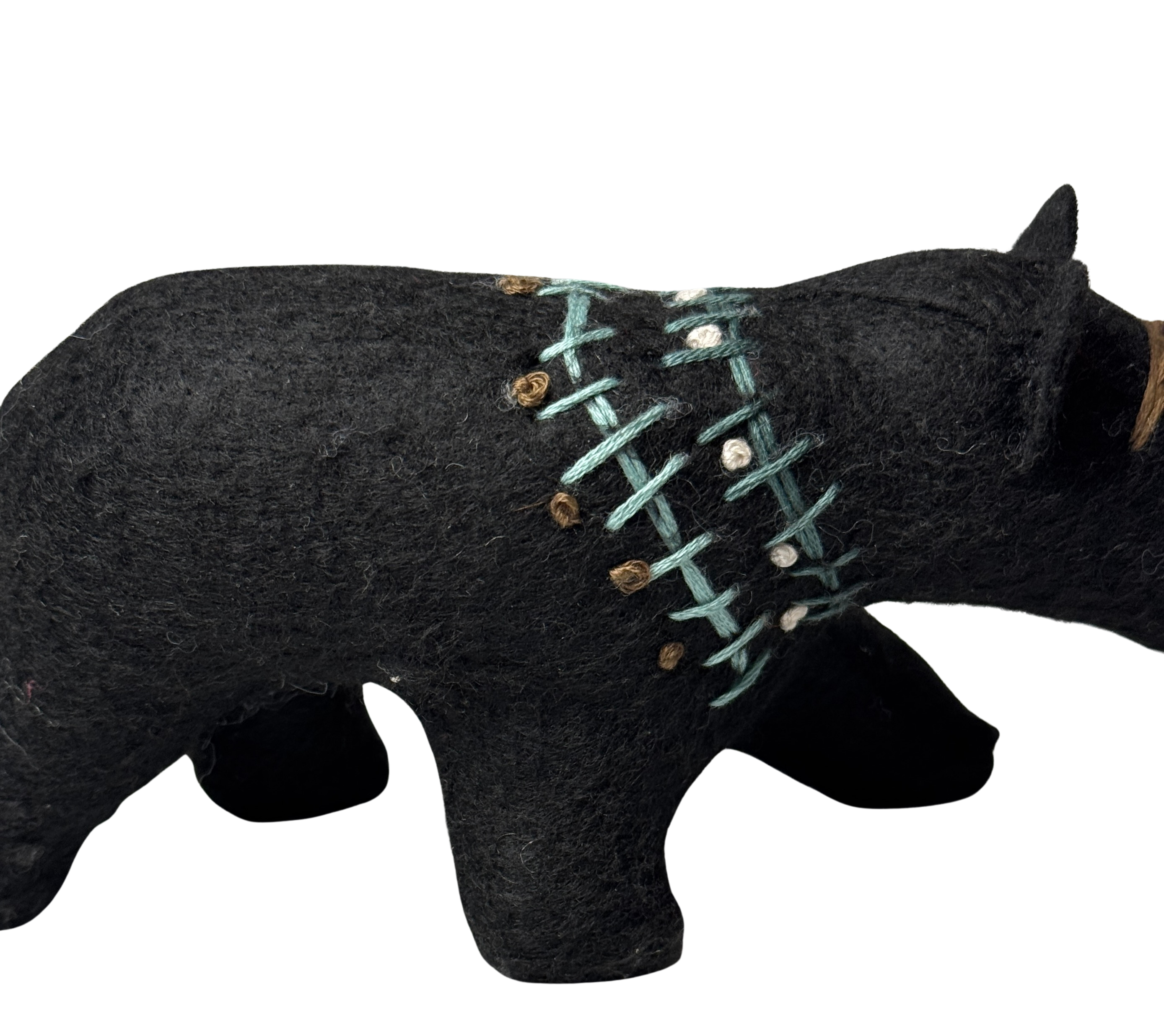 Folk Art Soft Sculpture Free Standing Bear Duo  - Black and Brown - One of a Kind  - Woodland Collection