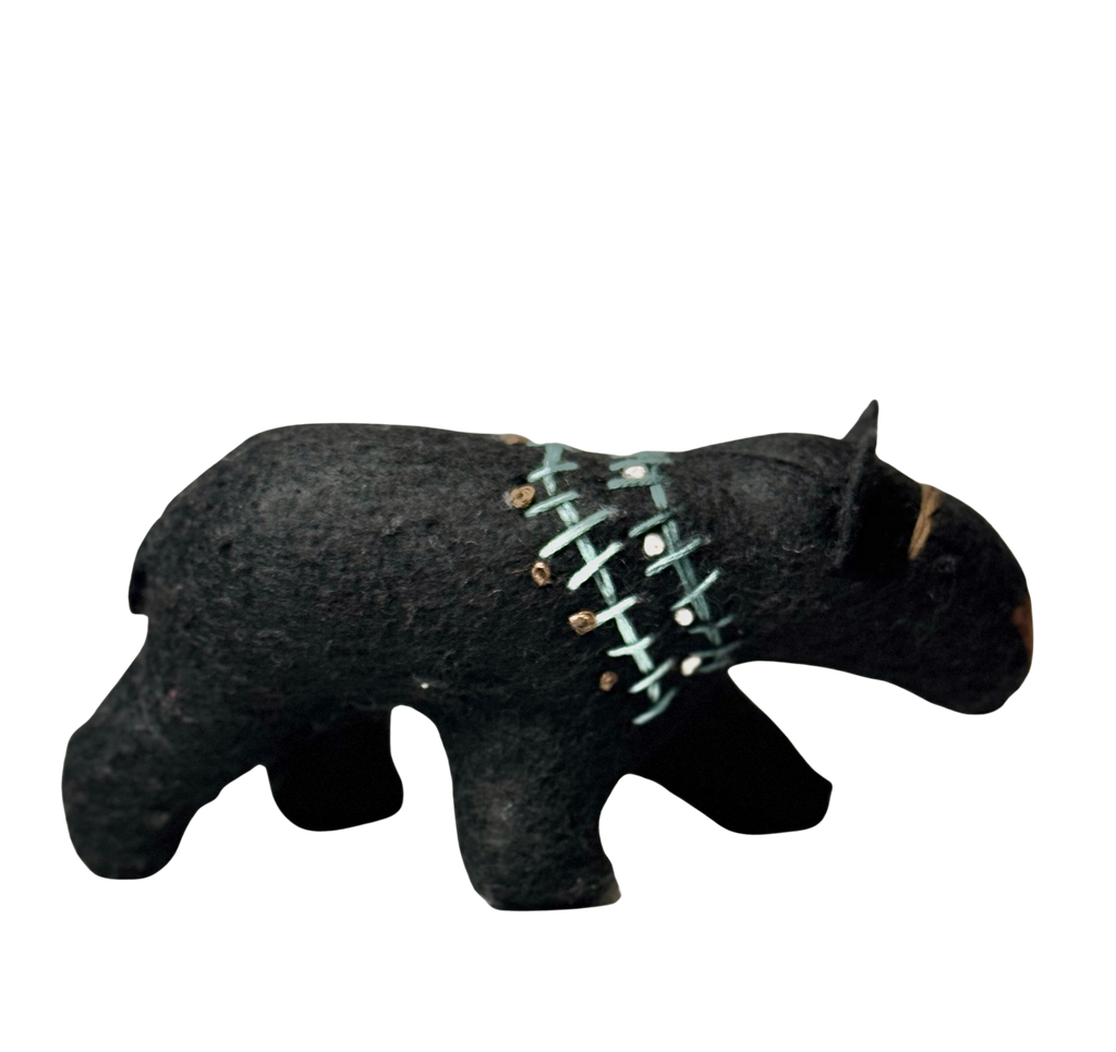 Folk Art Soft Sculpture Free Standing Bear Duo  - Black and Brown - One of a Kind  - Woodland Collection