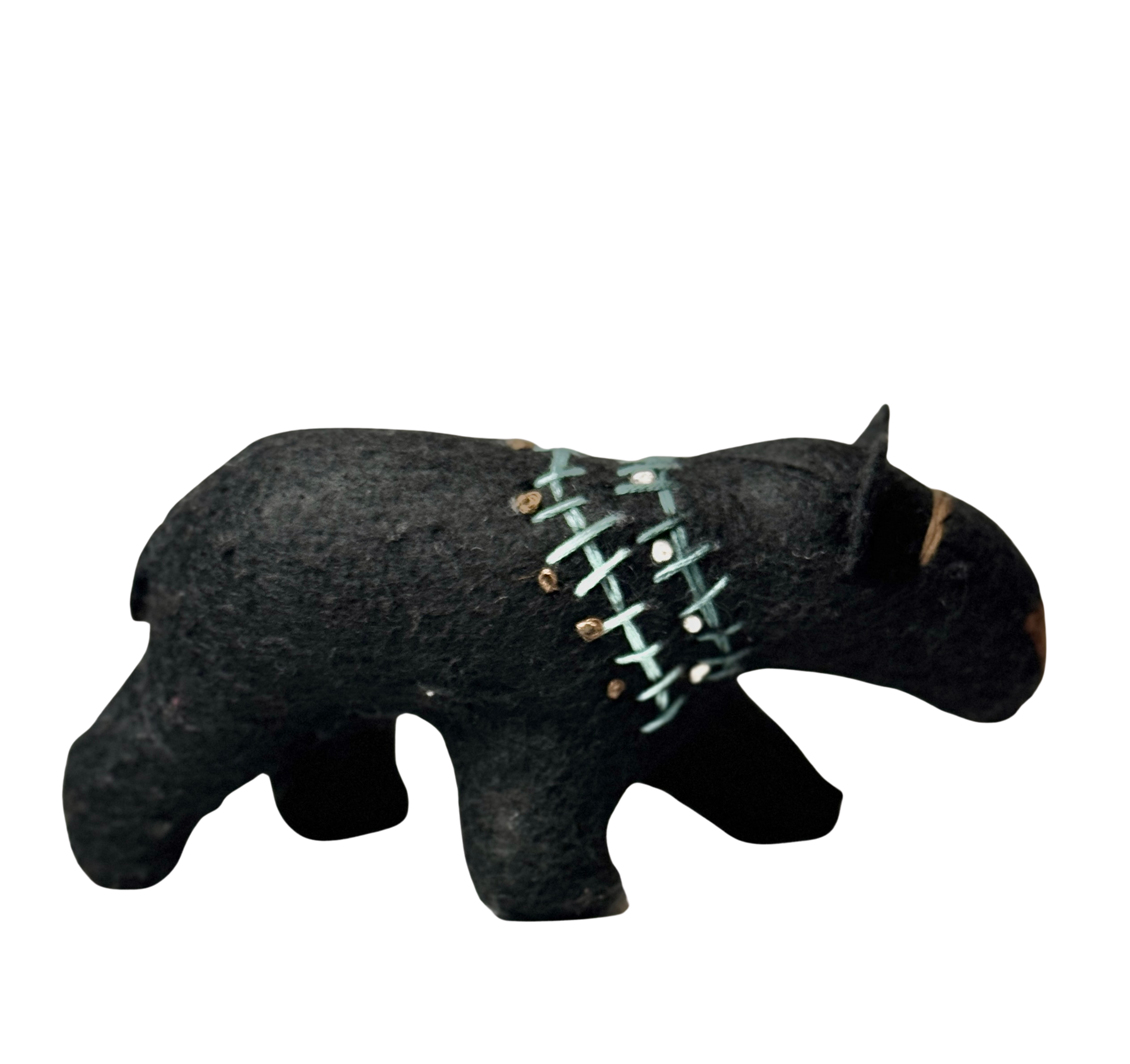 Folk Art Soft Sculpture Free Standing Bear Duo  - Black and Brown - One of a Kind  - Woodland Collection