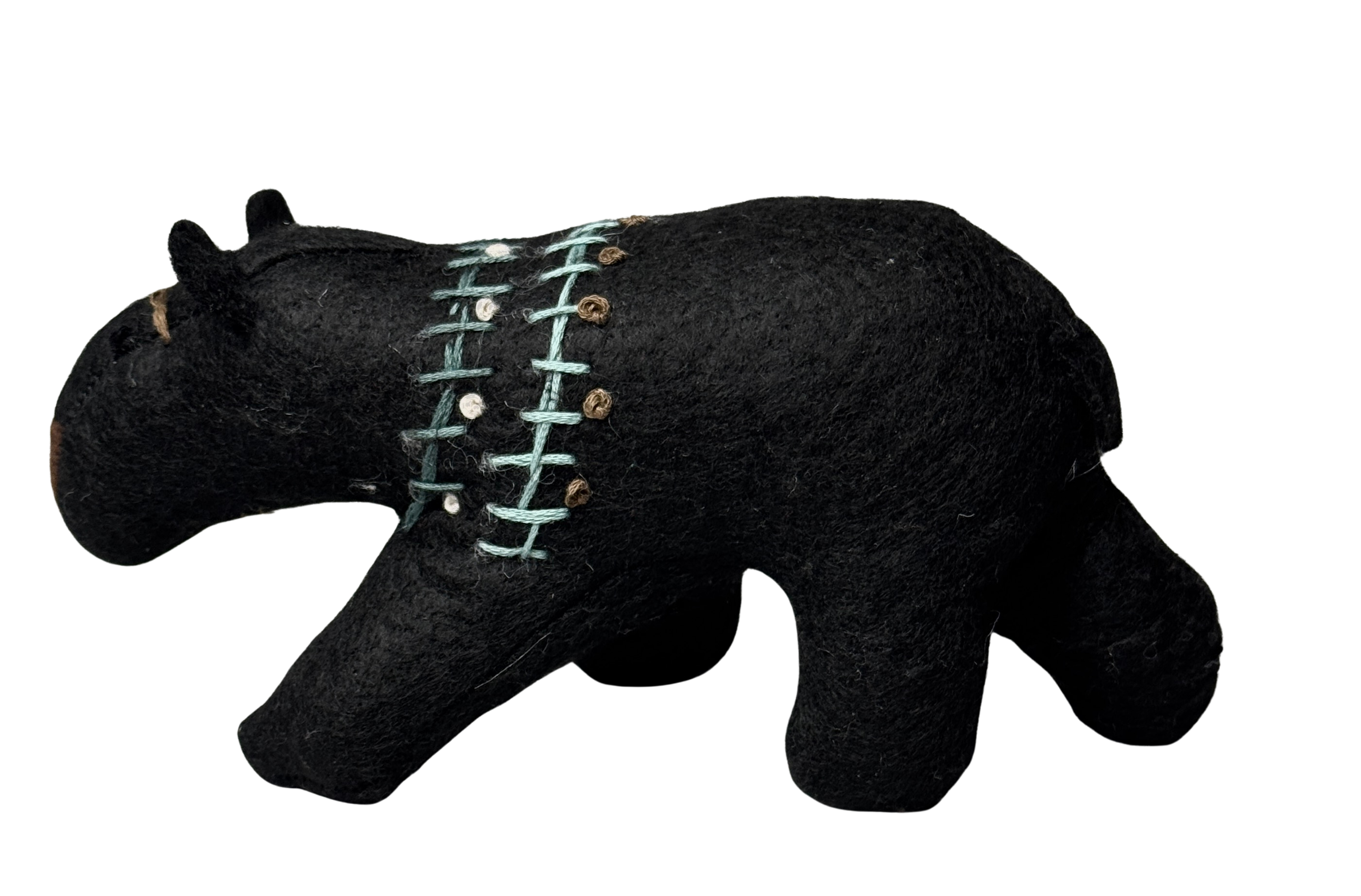 Folk Art Soft Sculpture Free Standing Bear Duo  - Black and Brown - One of a Kind  - Woodland Collection