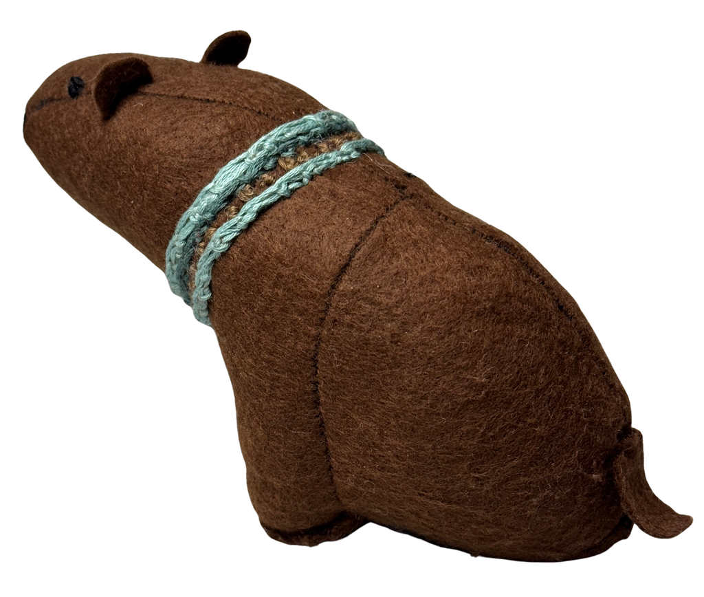 Folk Art Soft Sculpture Free Standing Bear Duo  - Black and Brown - One of a Kind  - Woodland Collection