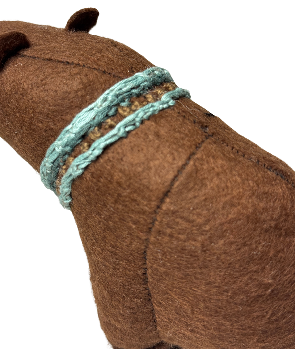 Folk Art Soft Sculpture Free Standing Bear Duo  - Black and Brown - One of a Kind  - Woodland Collection