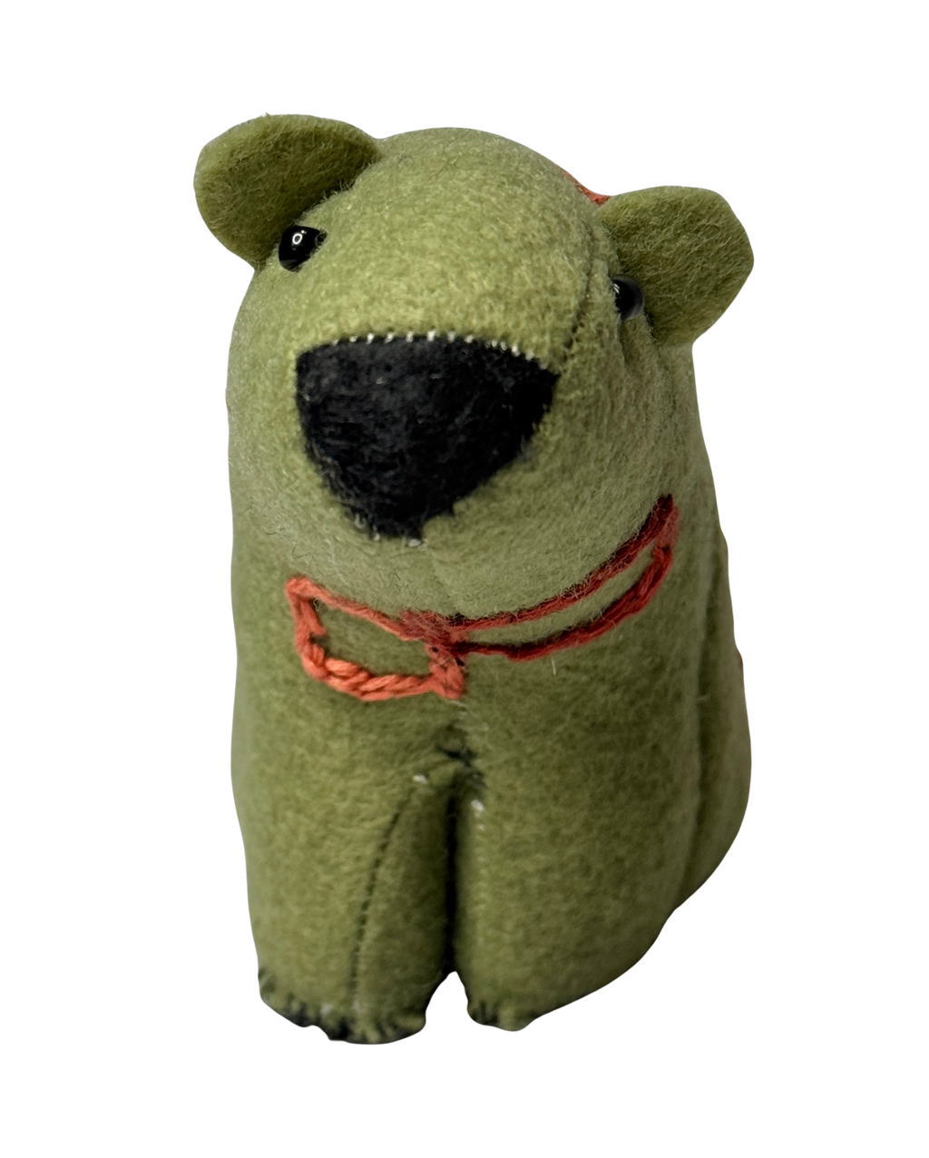 Folk Art Soft Sculpture Free Standing Bear Duo  - Mod Green - One of a Kind  - Woodland Collection