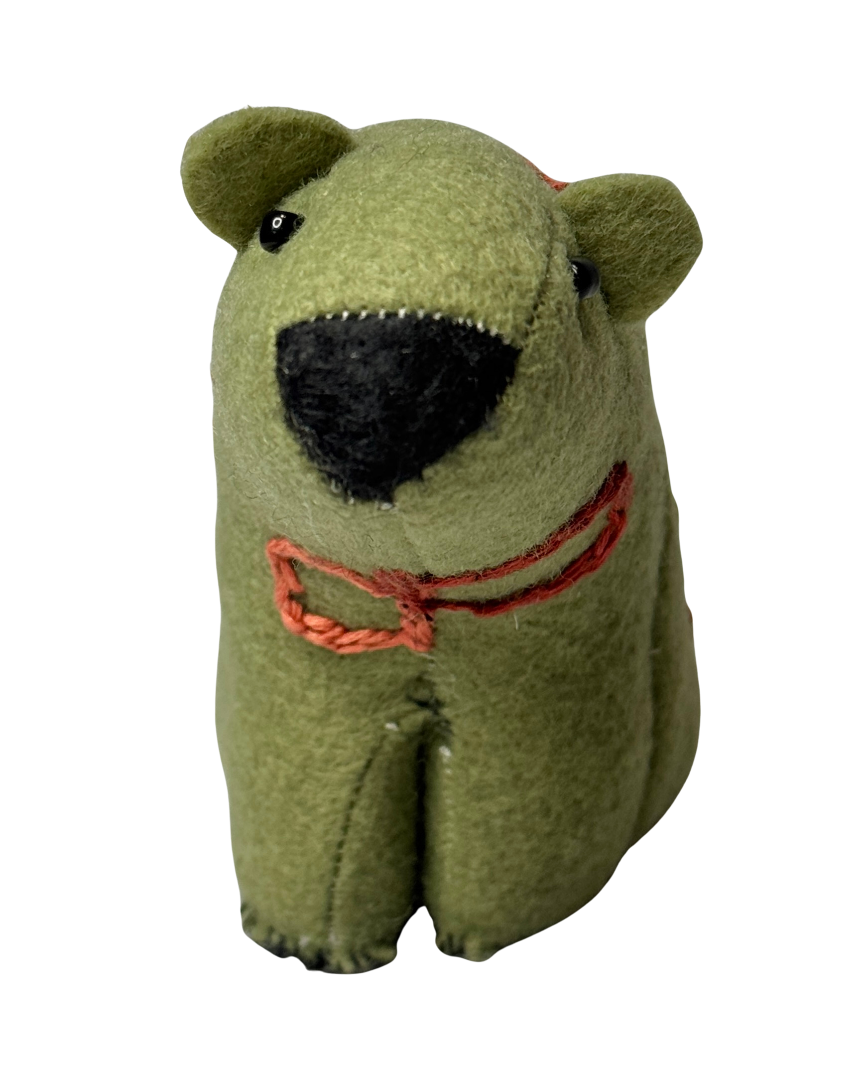 Folk Art Soft Sculpture Free Standing Bear Duo  - Mod Green - One of a Kind  - Woodland Collection