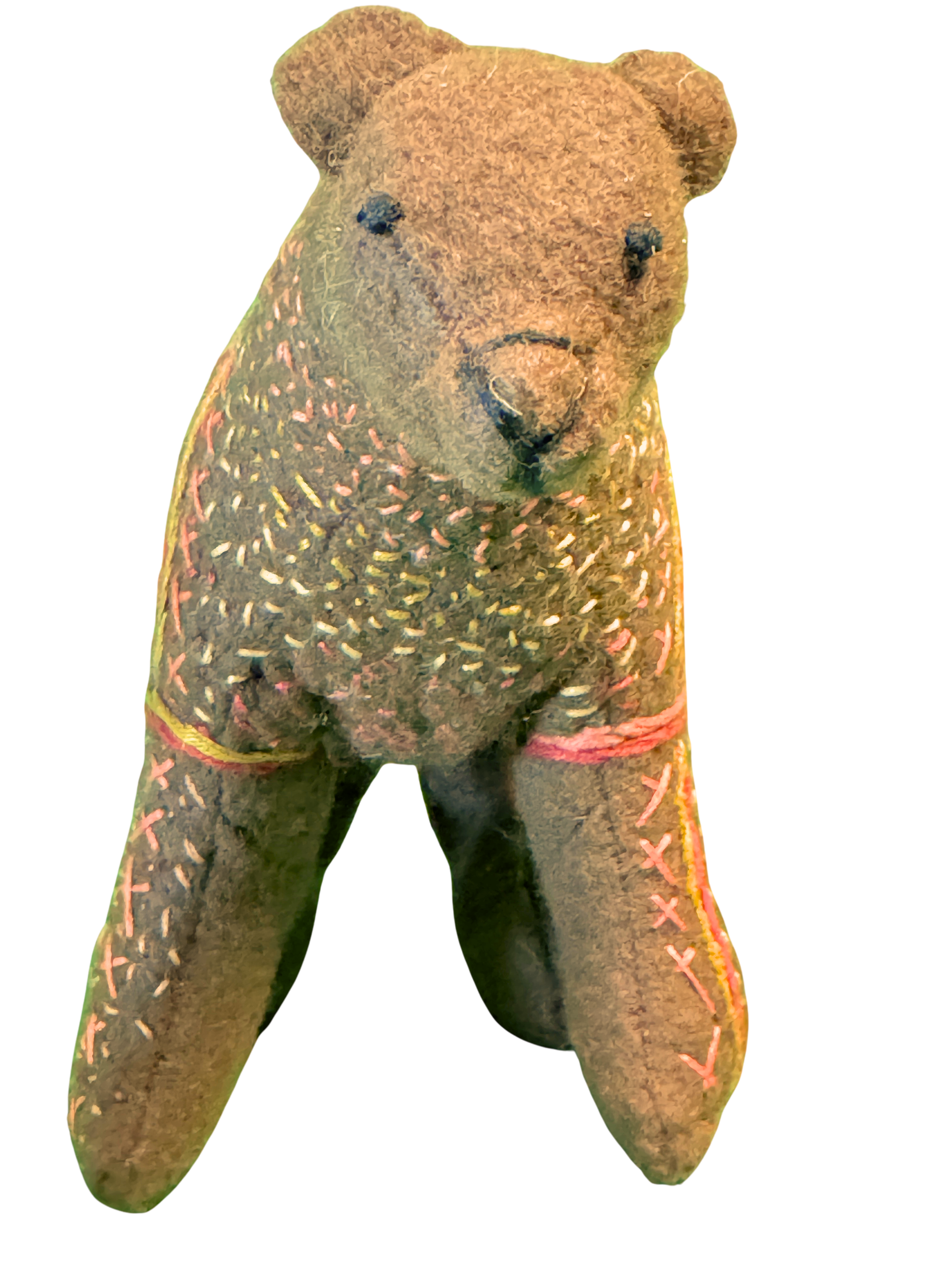 One of Kind Soft Art Sculpture Brown Bear - Woodland Collection - Hand Embroidered