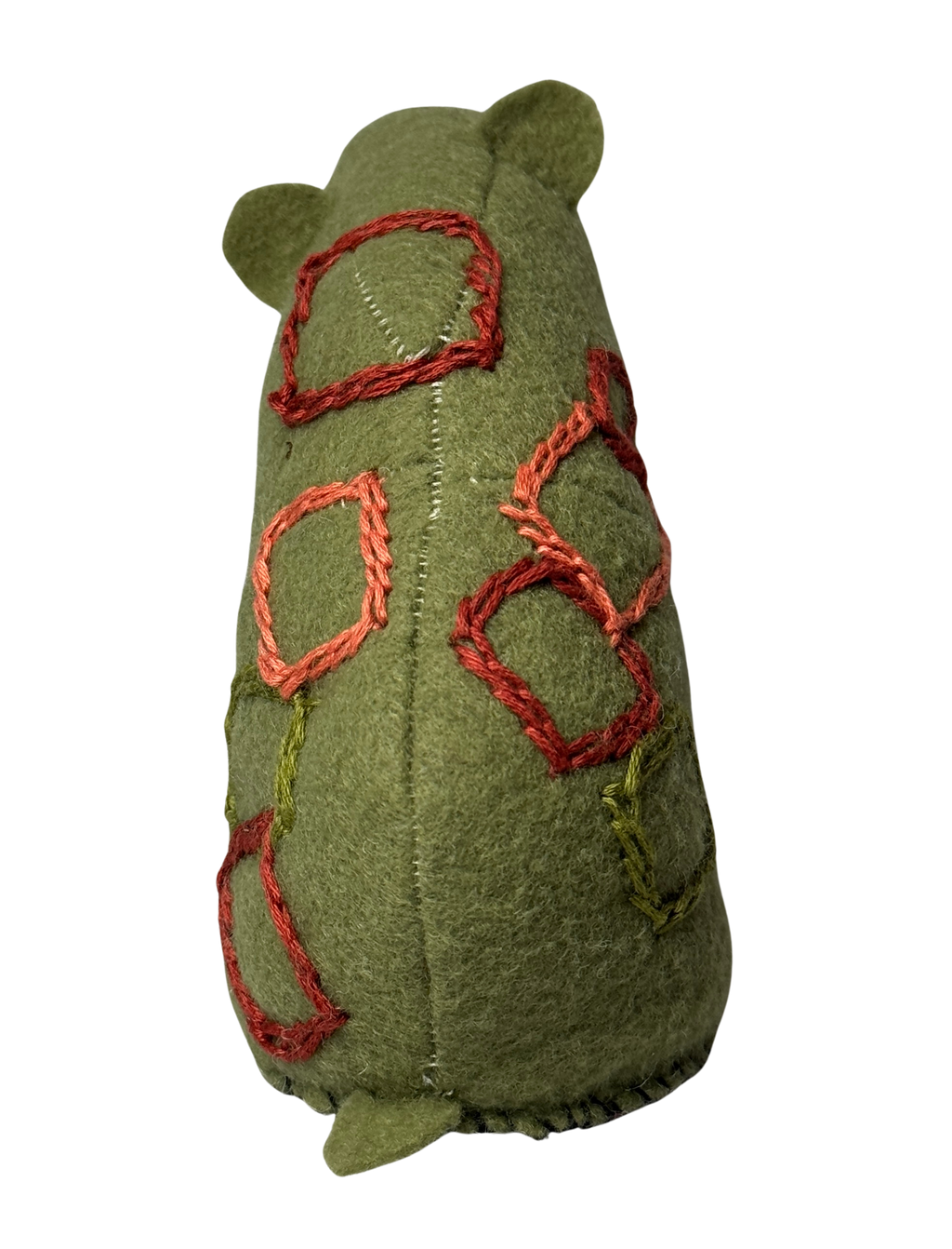 Folk Art Soft Sculpture Free Standing Bear Duo  - Mod Green - One of a Kind  - Woodland Collection