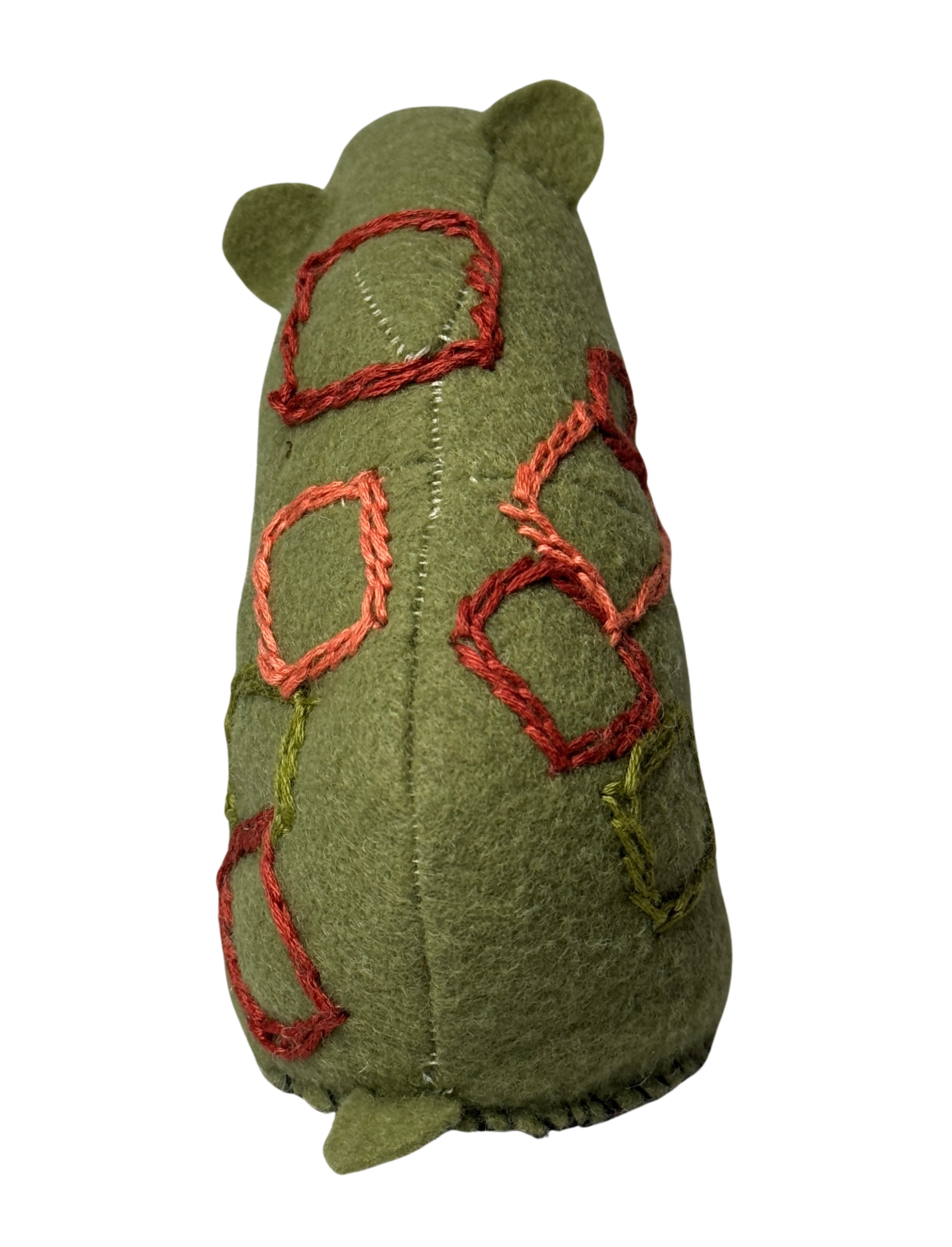 Folk Art Soft Sculpture Free Standing Bear Duo  - Mod Green - One of a Kind  - Woodland Collection