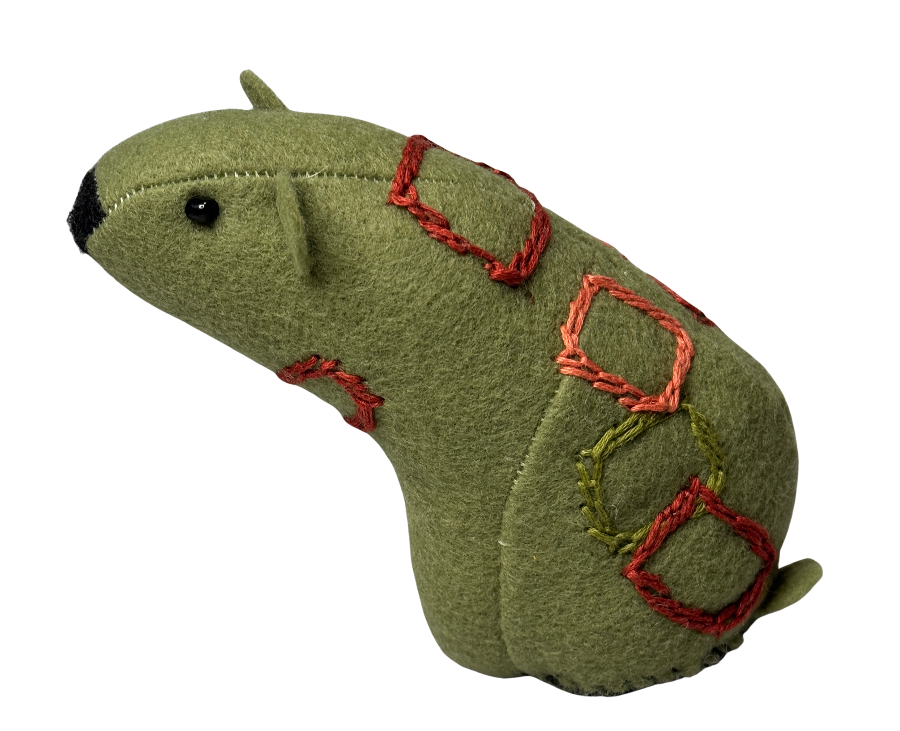 Folk Art Soft Sculpture Free Standing Bear Duo  - Mod Green - One of a Kind  - Woodland Collection