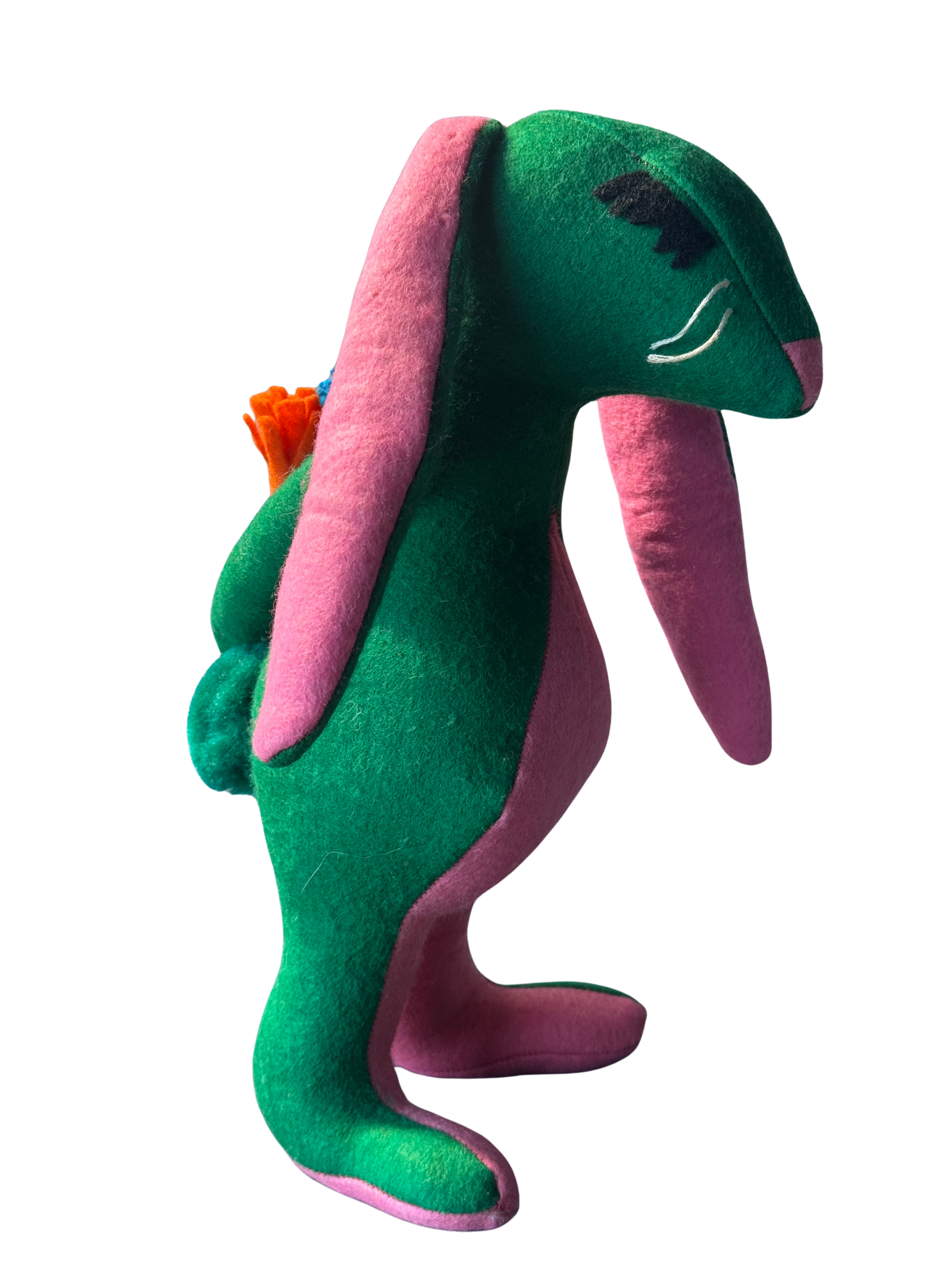 Green and Pink Gentleman Bunny Rabbit - One of a Kind Soft Art Collectible