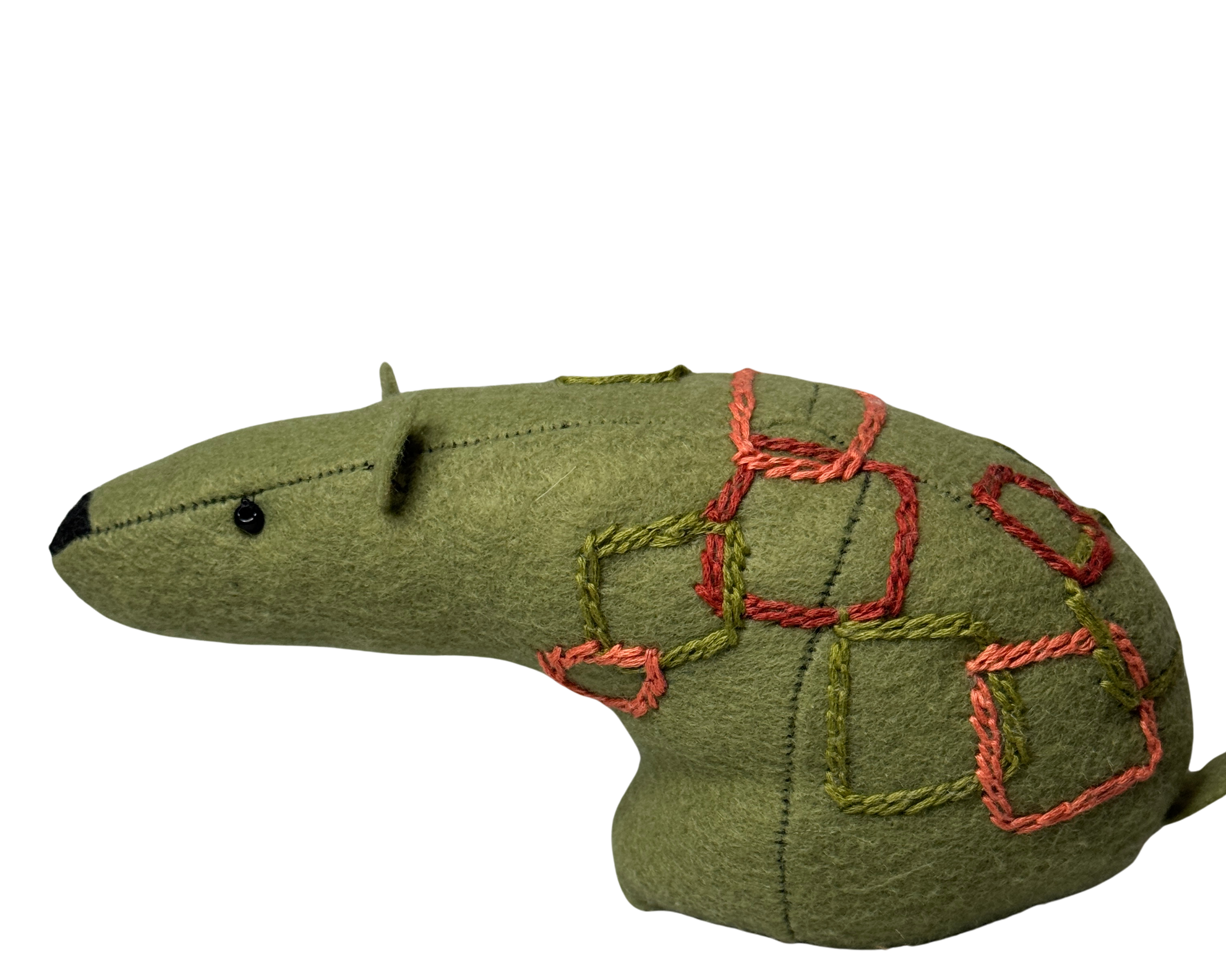 Folk Art Soft Sculpture Free Standing Bear Duo  - Mod Green - One of a Kind  - Woodland Collection