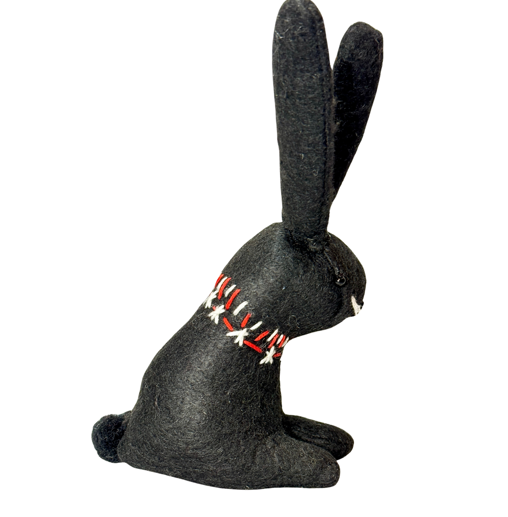 Rare Melanistic Midnight Snowshoe Holiday Hare - One of a Kind - Soft Plush Collectible