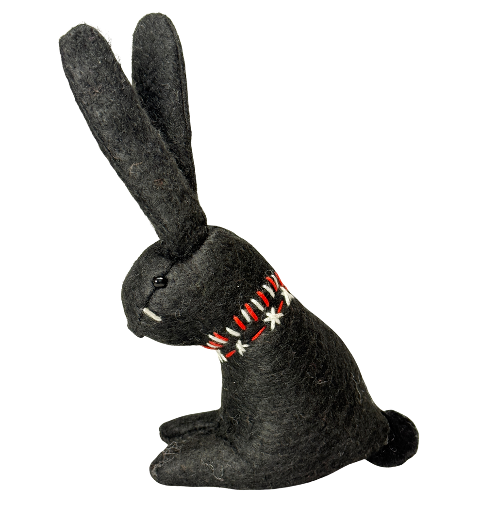 Rare Melanistic Midnight Snowshoe Holiday Hare - One of a Kind - Soft Plush Collectible
