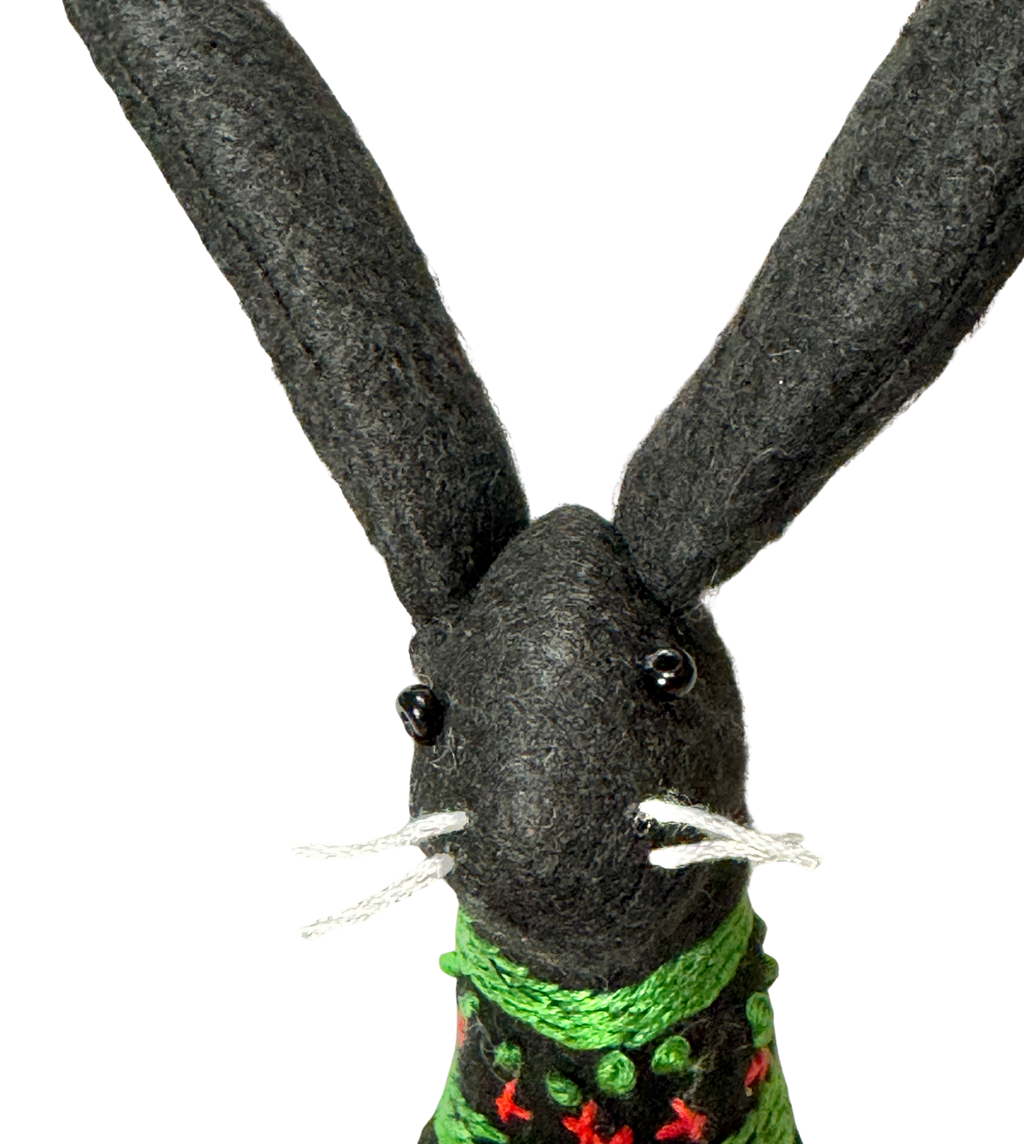 Rare Melanistic Midnight Snowshoe Holiday Hare - One of a Kind - Soft Plush Collectible