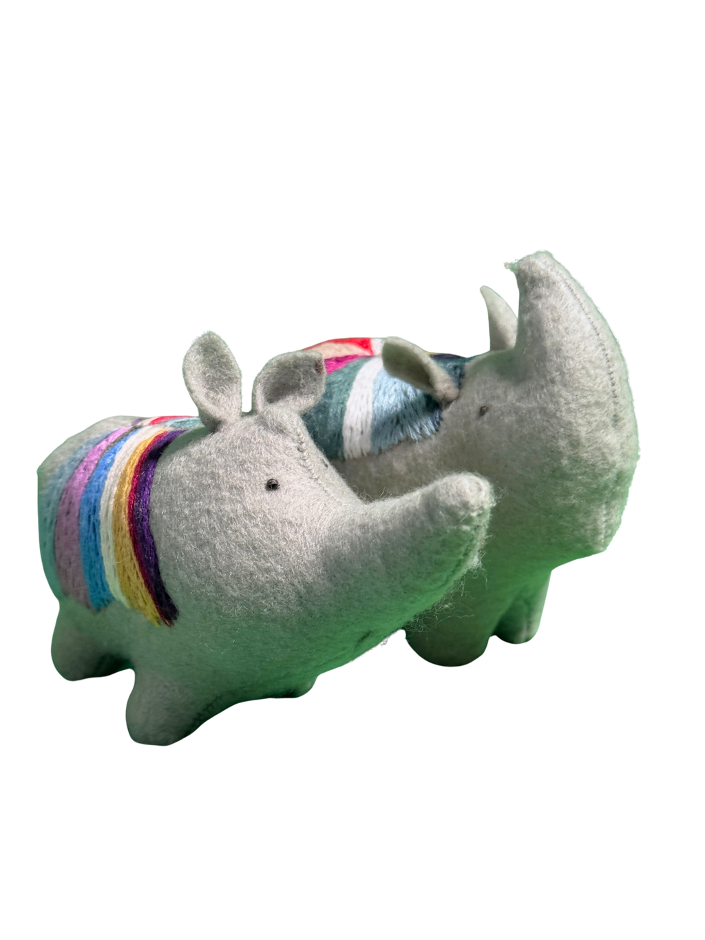 One of a Kind Plush Rhino Rhinocerous Pair - Archie & Edith - Soft Art Collectible Art Dolls - Savannah Collection