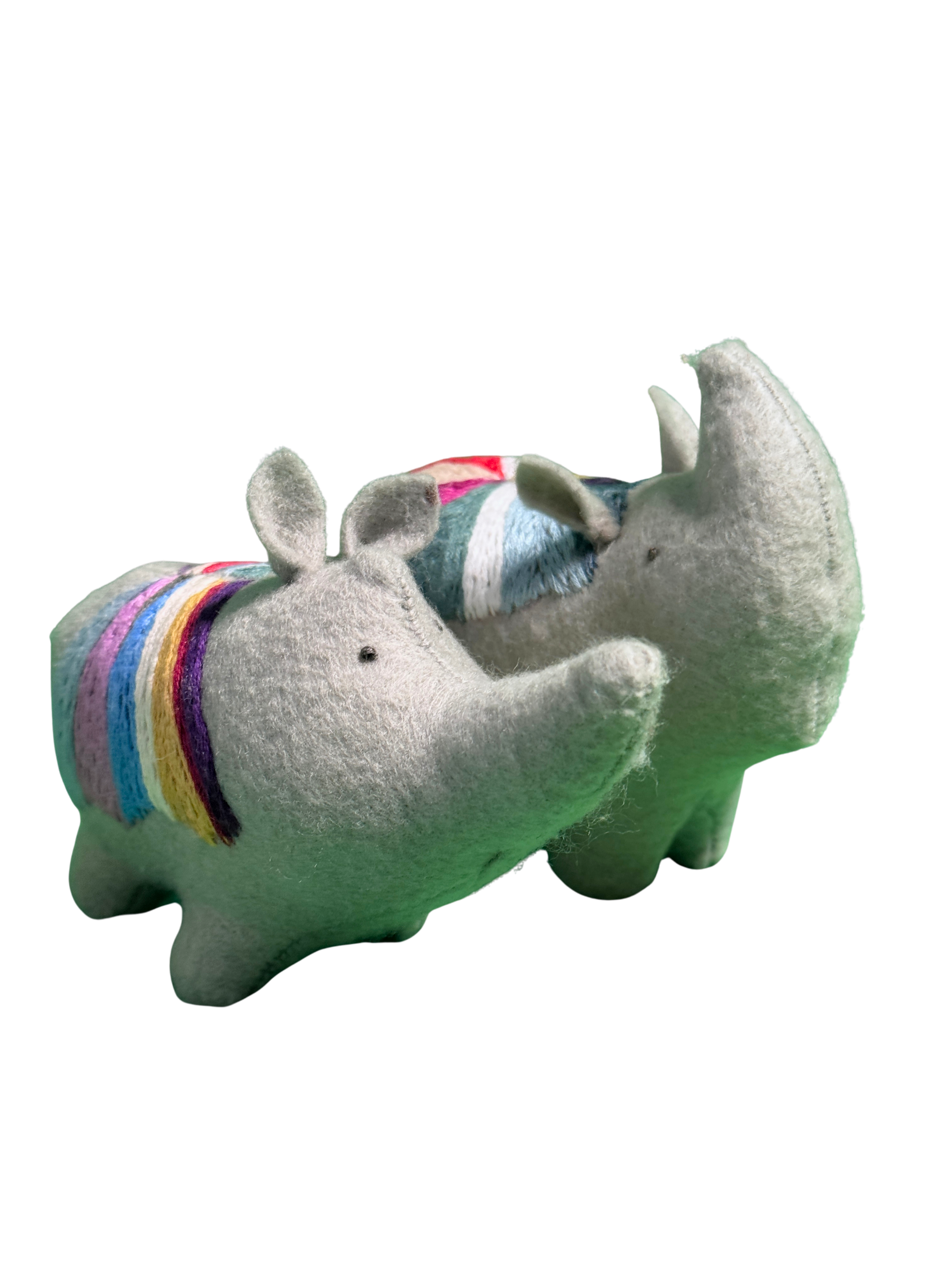 One of a Kind Plush Rhino Rhinocerous Pair - Archie & Edith - Soft Art Collectible Art Dolls - Savannah Collection