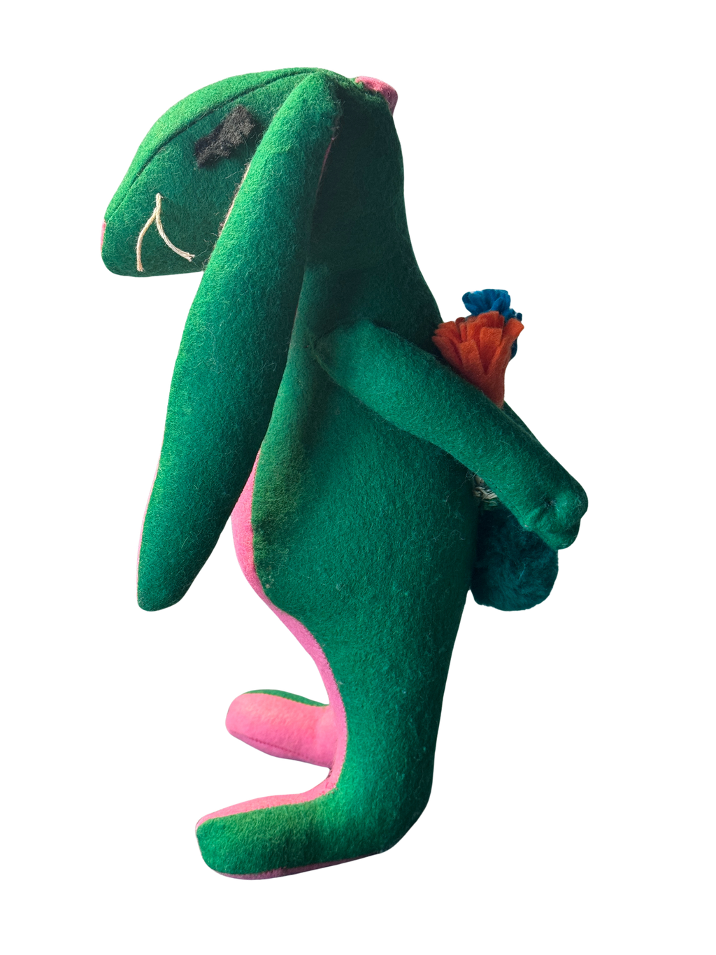 Green and Pink Gentleman Bunny Rabbit - One of a Kind Soft Art Collectible