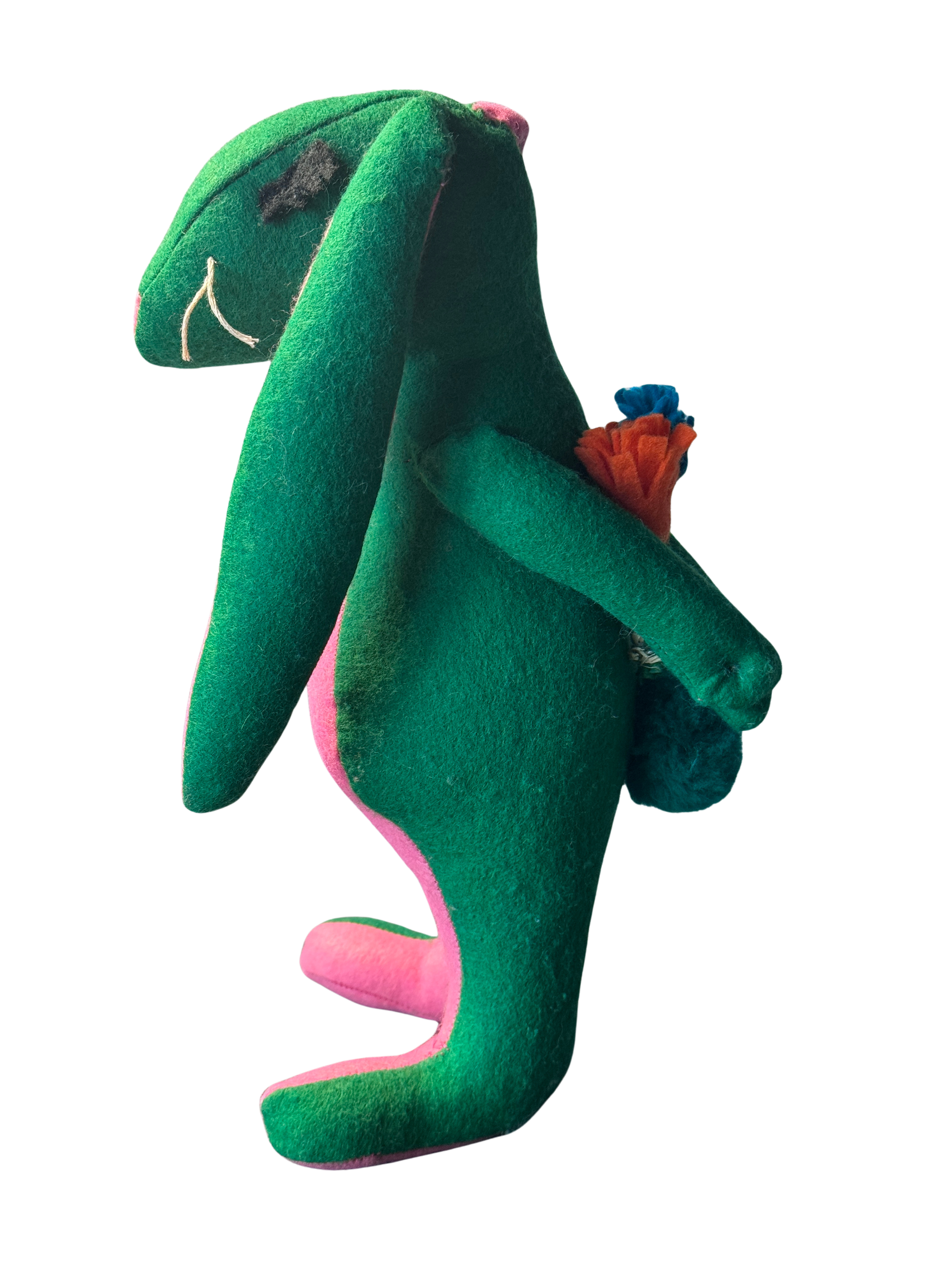 Green and Pink Gentleman Bunny Rabbit - One of a Kind Soft Art Collectible