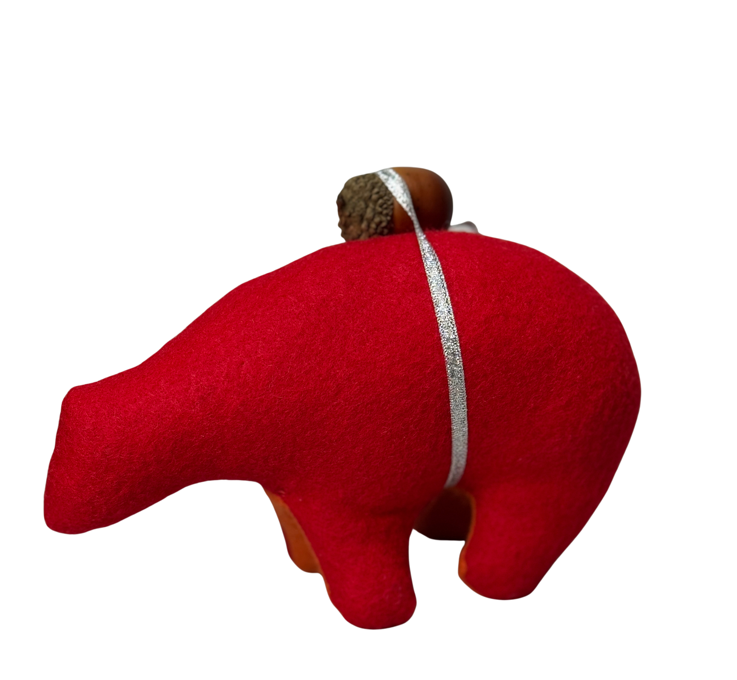 Red Acorn Loving Folk Art Guardian – Soft Sculpture Bearfolk - Woodland Collection