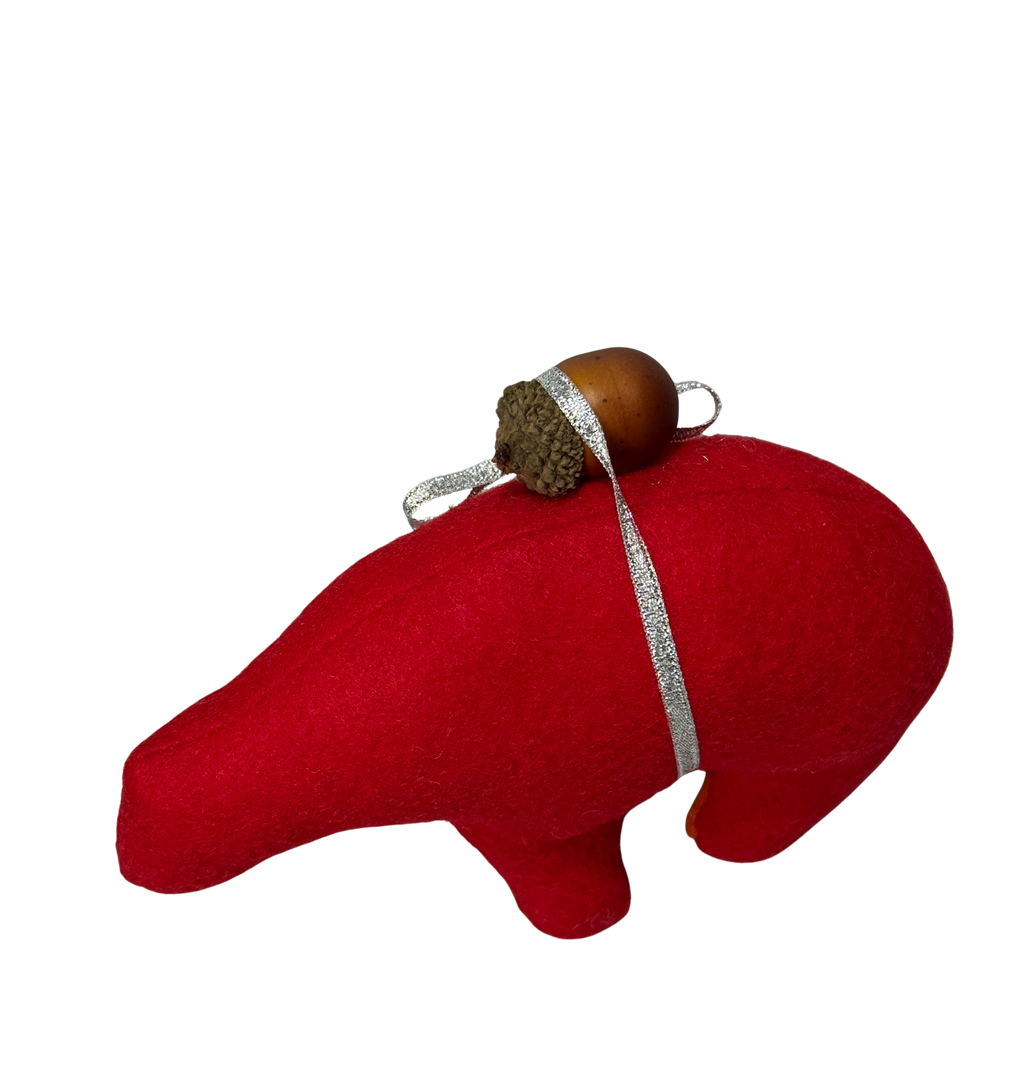 Red Acorn Loving Folk Art Guardian – Soft Sculpture Bearfolk - Woodland Collection