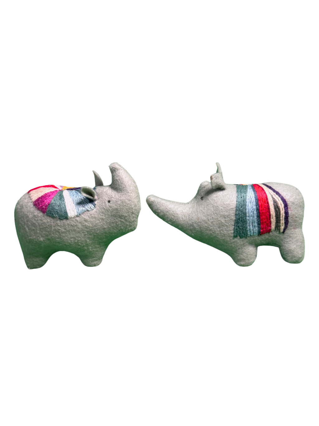 One of a Kind Plush Rhino Rhinocerous Pair - Archie & Edith - Soft Art Collectible Art Dolls - Savannah Collection