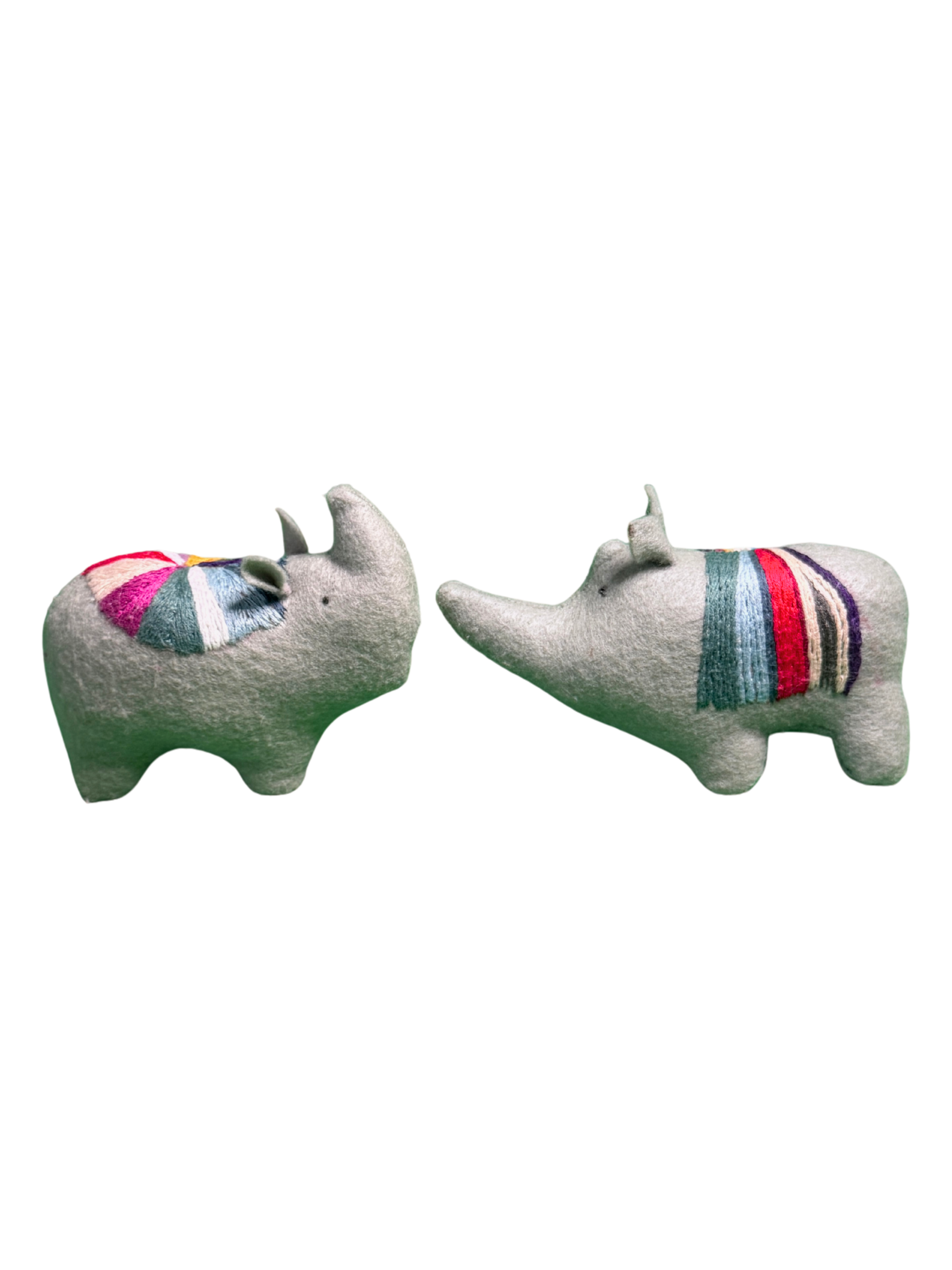 One of a Kind Plush Rhino Rhinocerous Pair - Archie & Edith - Soft Art Collectible Art Dolls - Savannah Collection