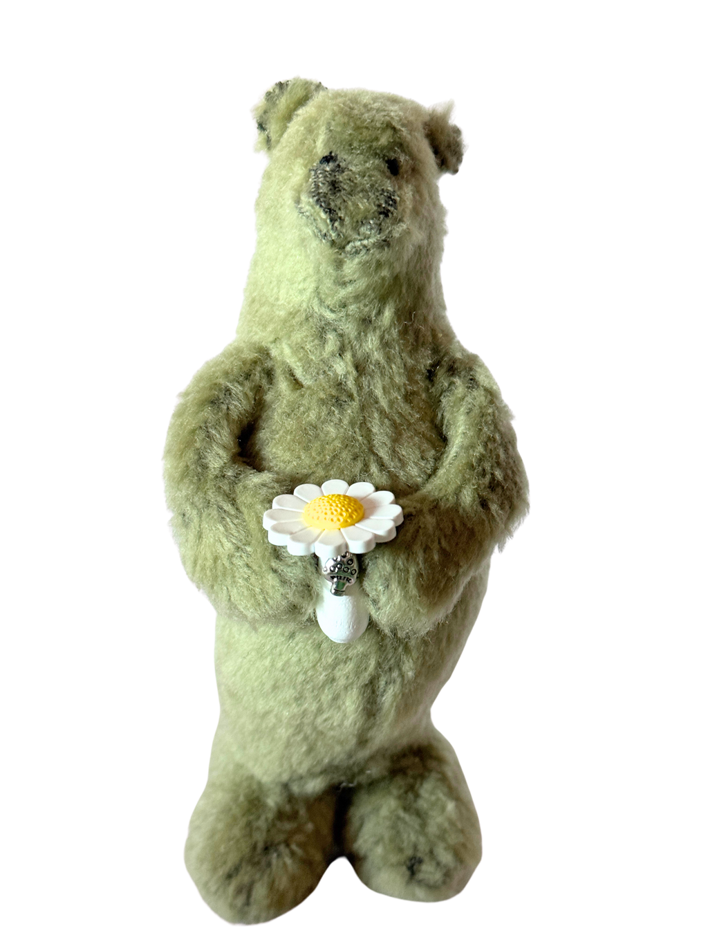 One of Kind Soft Art Standing Fuzzy Green Bear - Woodland Collection - Office Sidekick