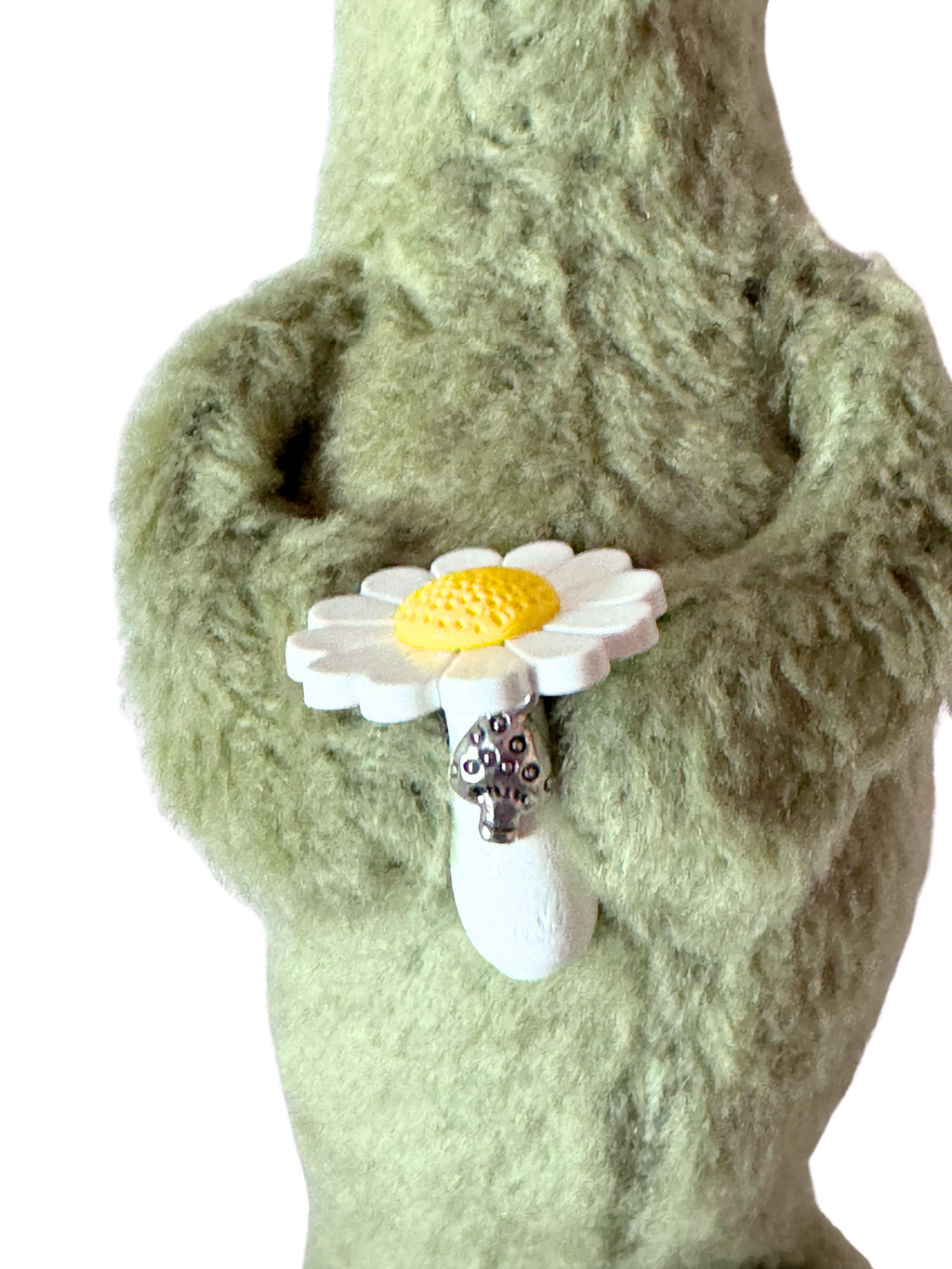 One of Kind Soft Art Standing Fuzzy Green Bear - Woodland Collection - Office Sidekick