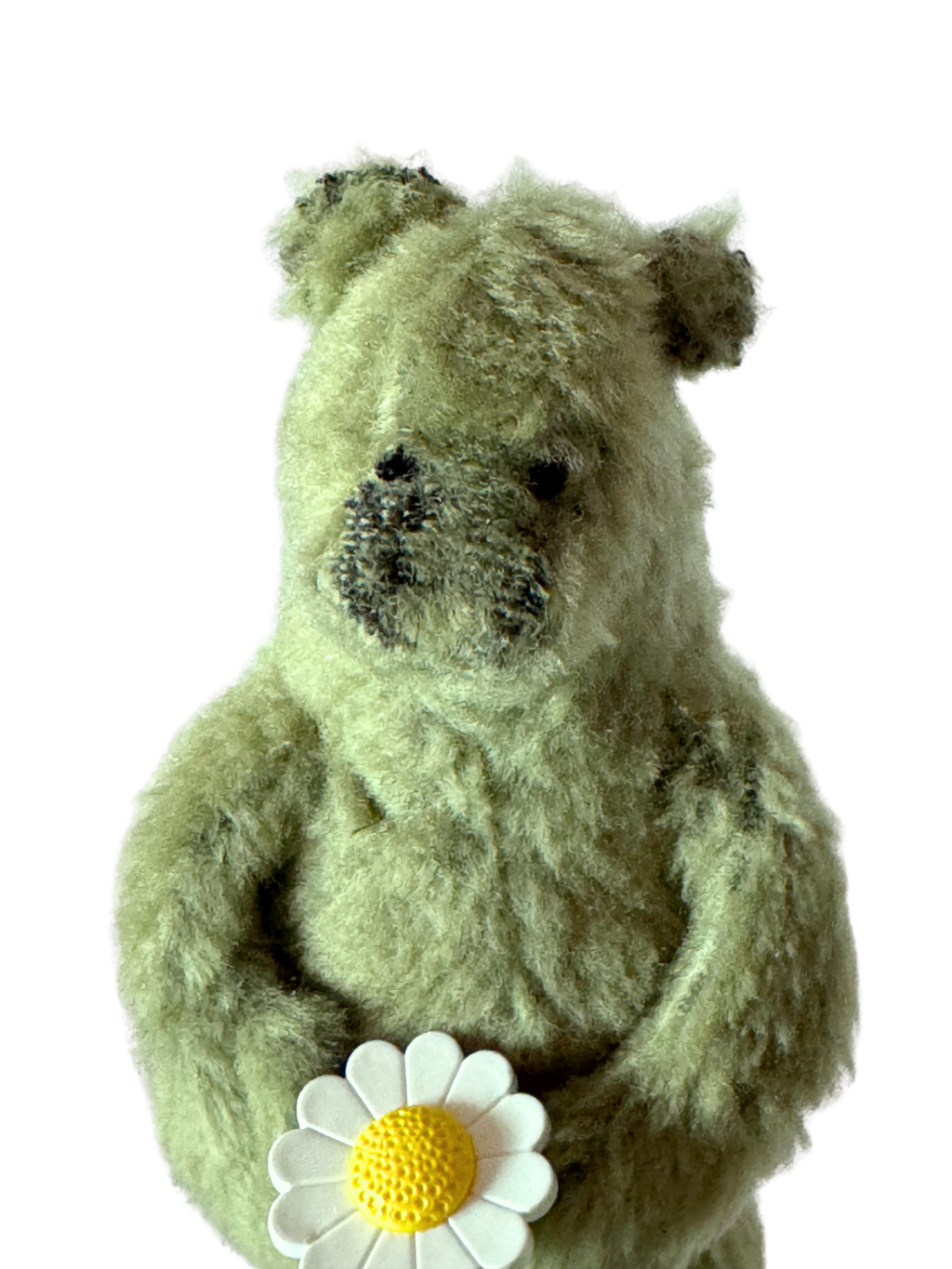 One of Kind Soft Art Standing Fuzzy Green Bear - Woodland Collection - Office Sidekick