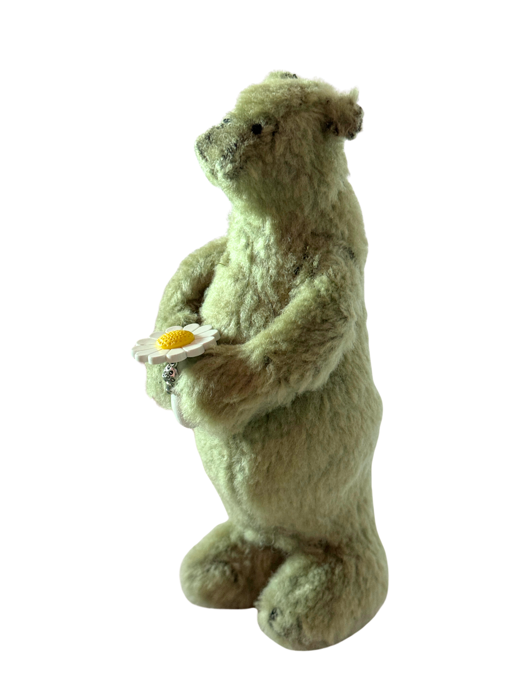 One of Kind Soft Art Standing Fuzzy Green Bear - Woodland Collection - Office Sidekick