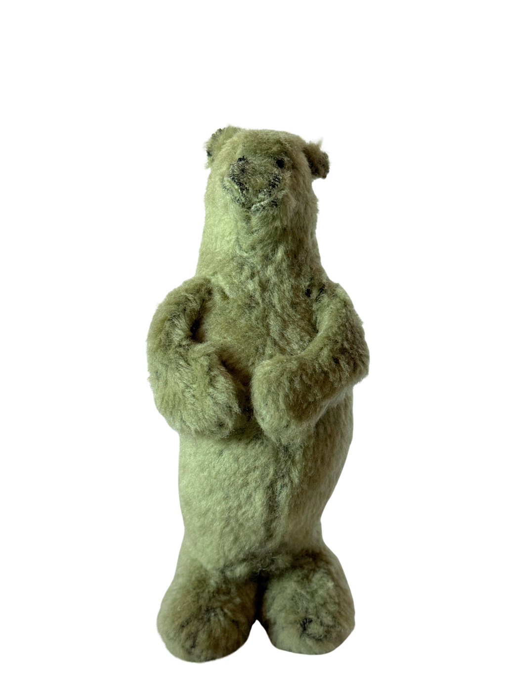 One of Kind Soft Art Standing Fuzzy Green Bear - Woodland Collection - Office Sidekick