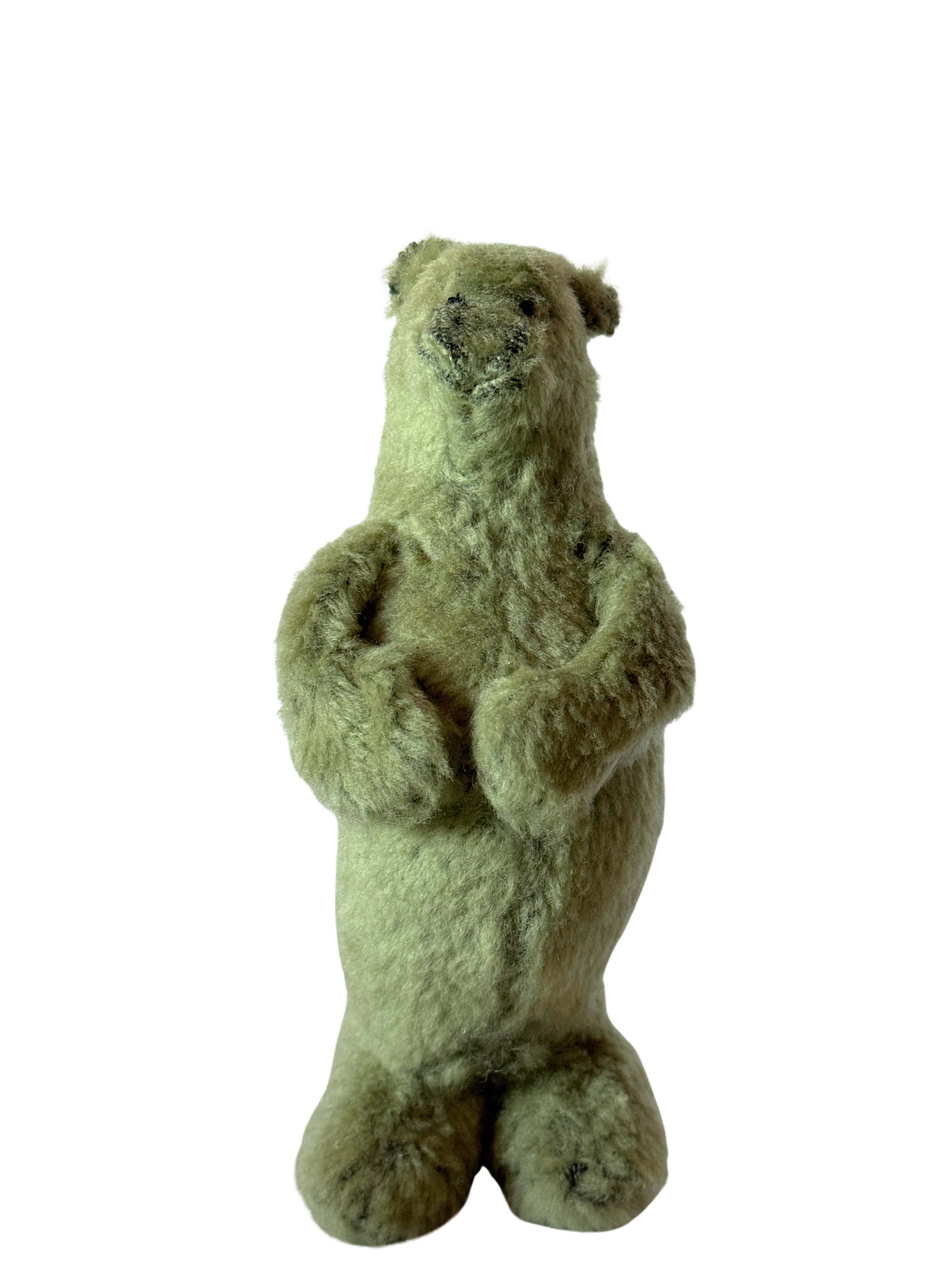 One of Kind Soft Art Standing Fuzzy Green Bear - Woodland Collection - Office Sidekick