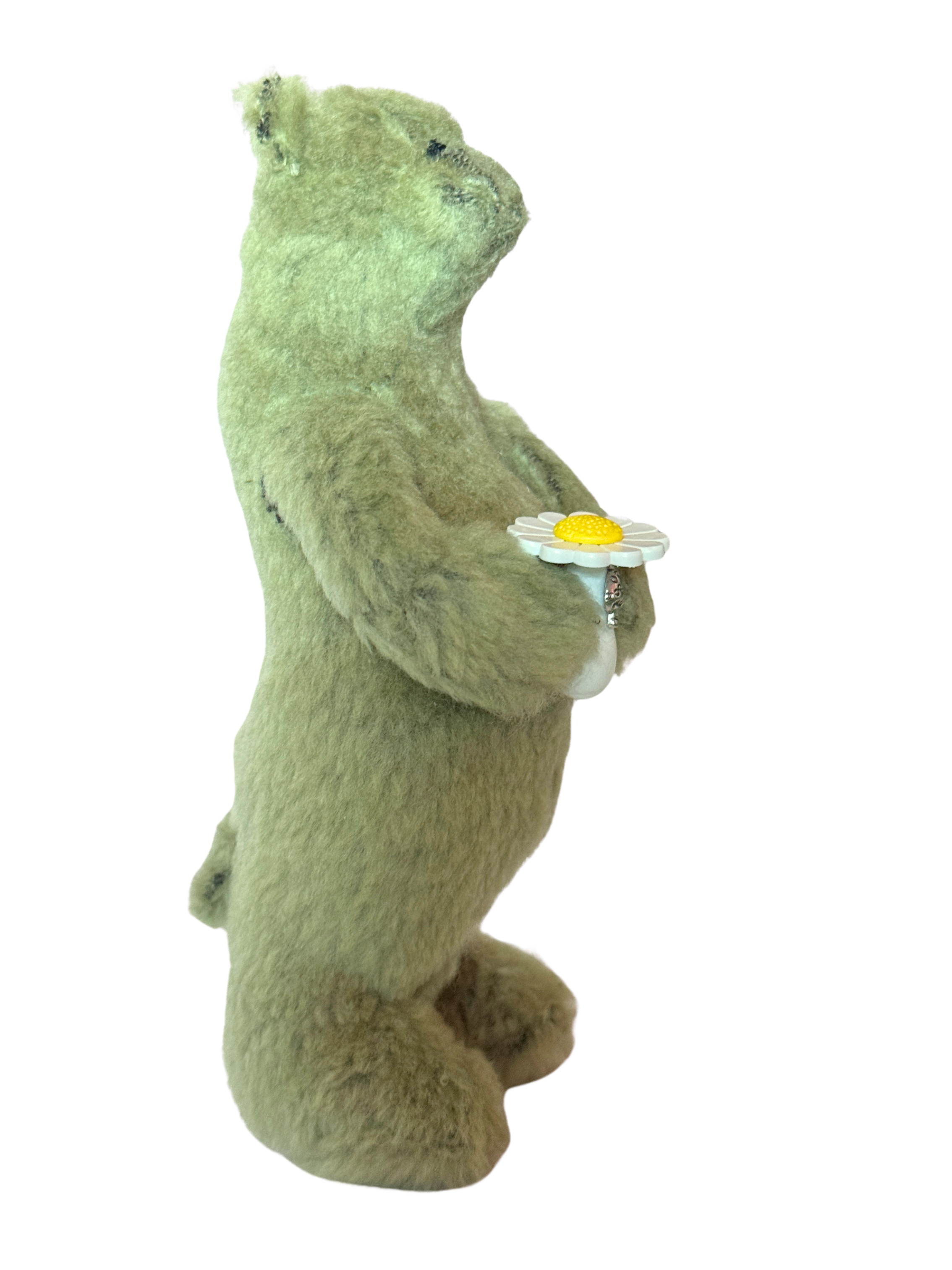 One of Kind Soft Art Standing Fuzzy Green Bear - Woodland Collection - Office Sidekick