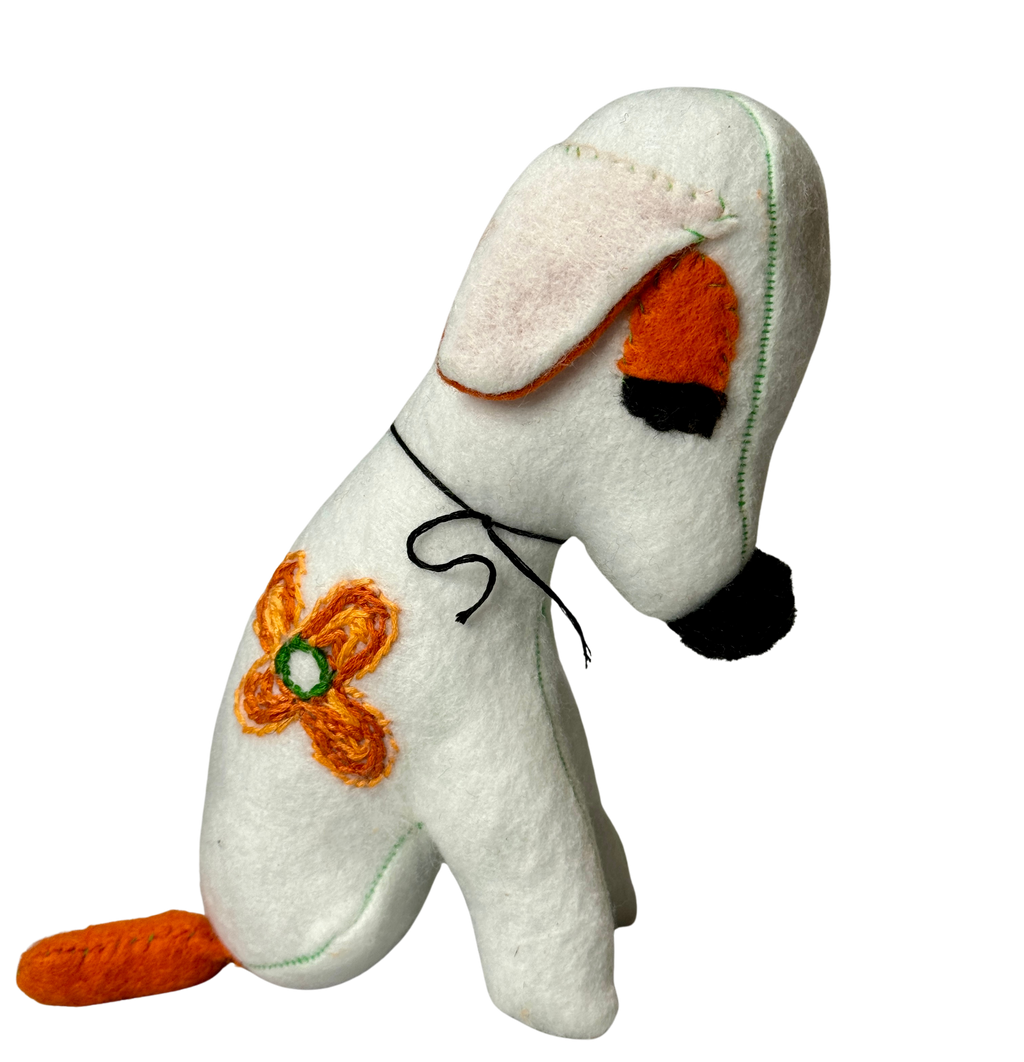 Sunny the Sweet Blossom Dog – Soft Felt Art Collectible - Companion Collection