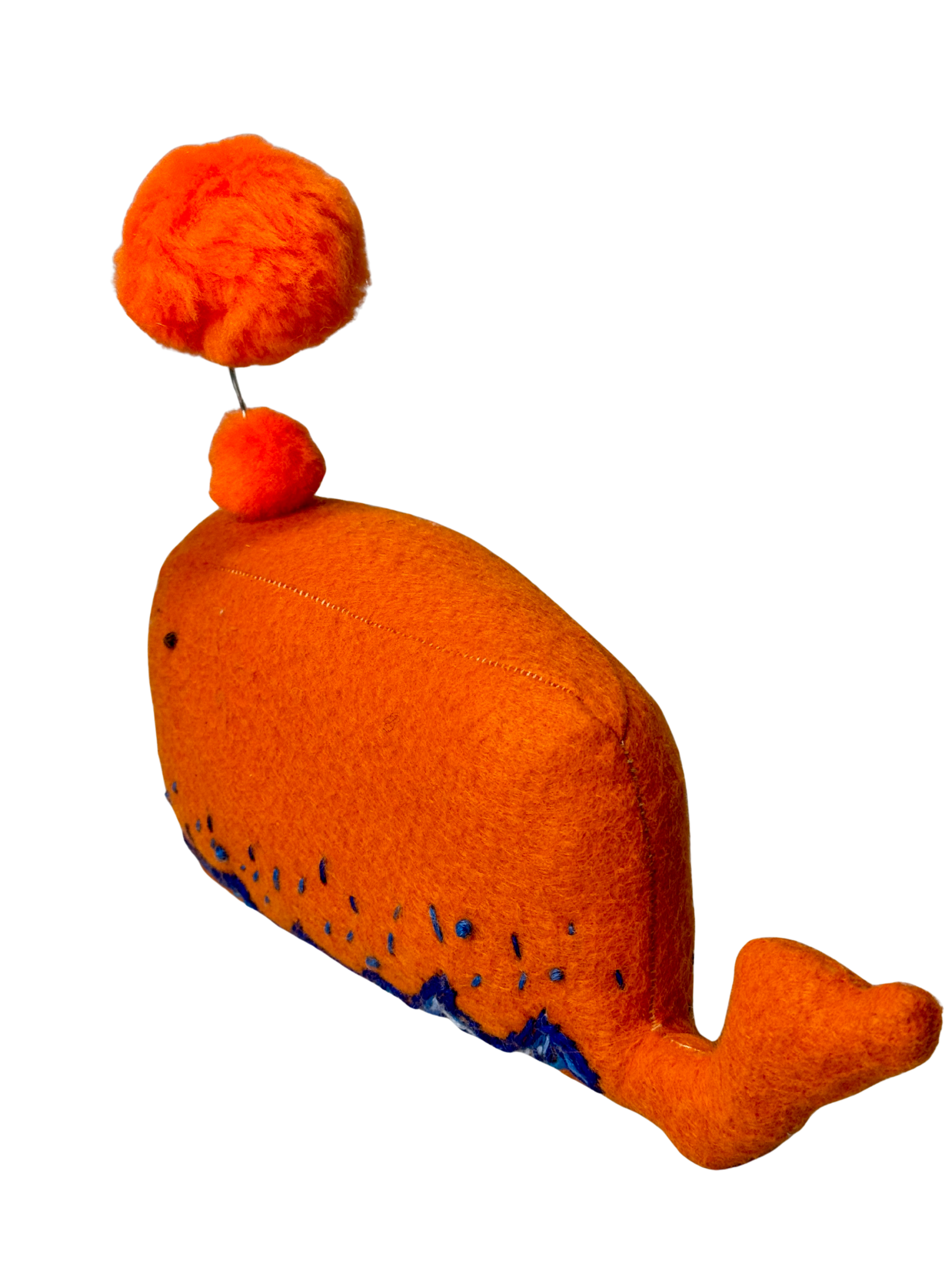 Bernard The Orange Whale- One of a Kind - Soft Art Plush - Cubicle Cutie