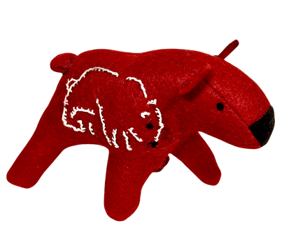 One of a Kind Walking Bear Soft Art Sculpture in Red