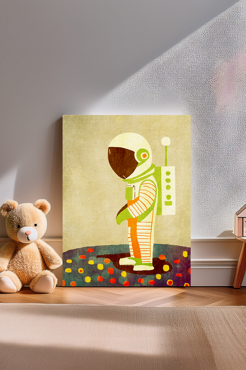 Midwest Modern Retro Space Explorer Astronaut  Art Print - Matte Canvas, Stretched, 1.25" -  home decor, wall art, space, astronaut