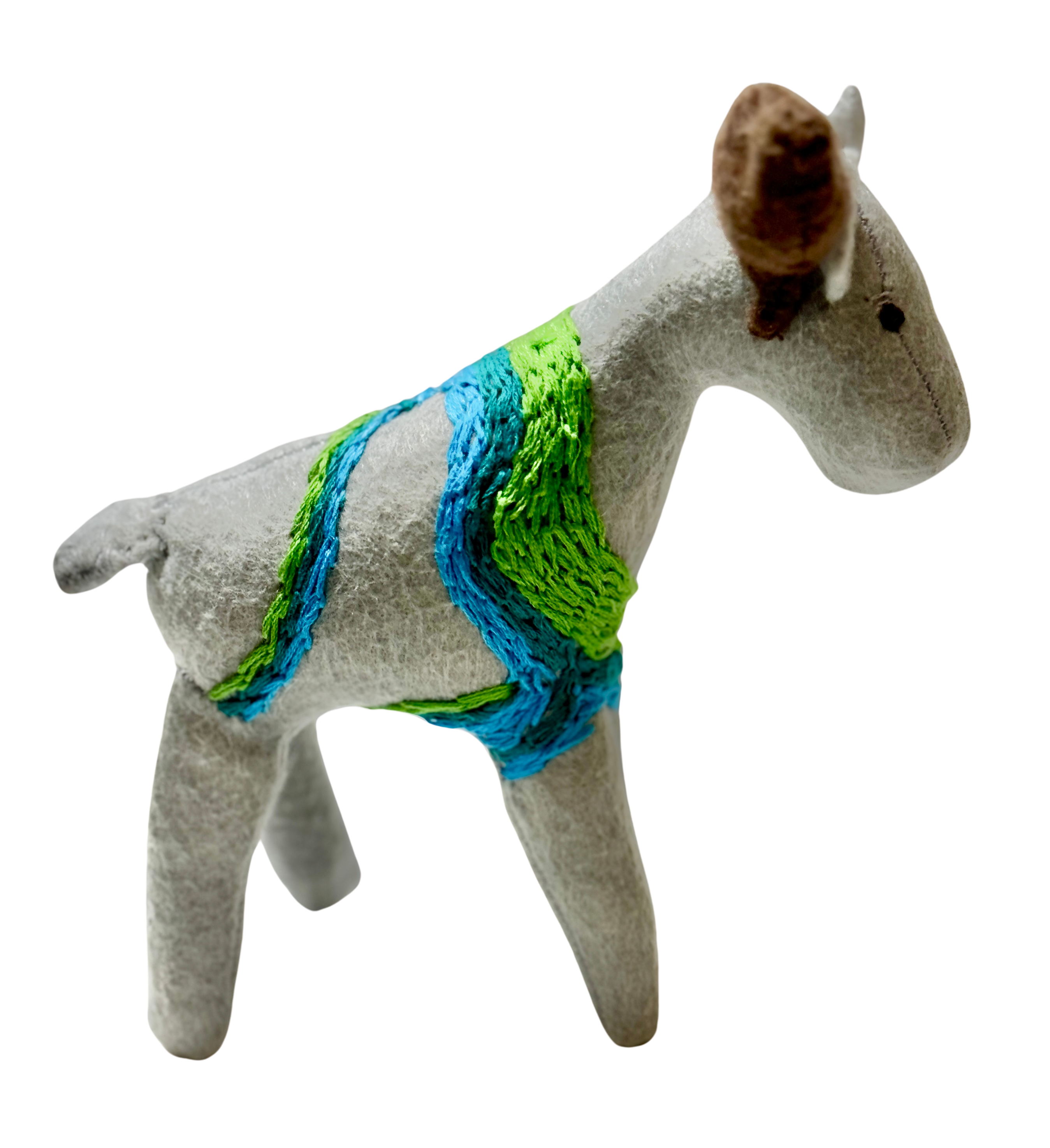 One of a Kind Embroidered Moose Soft Art Textile Plush Decor