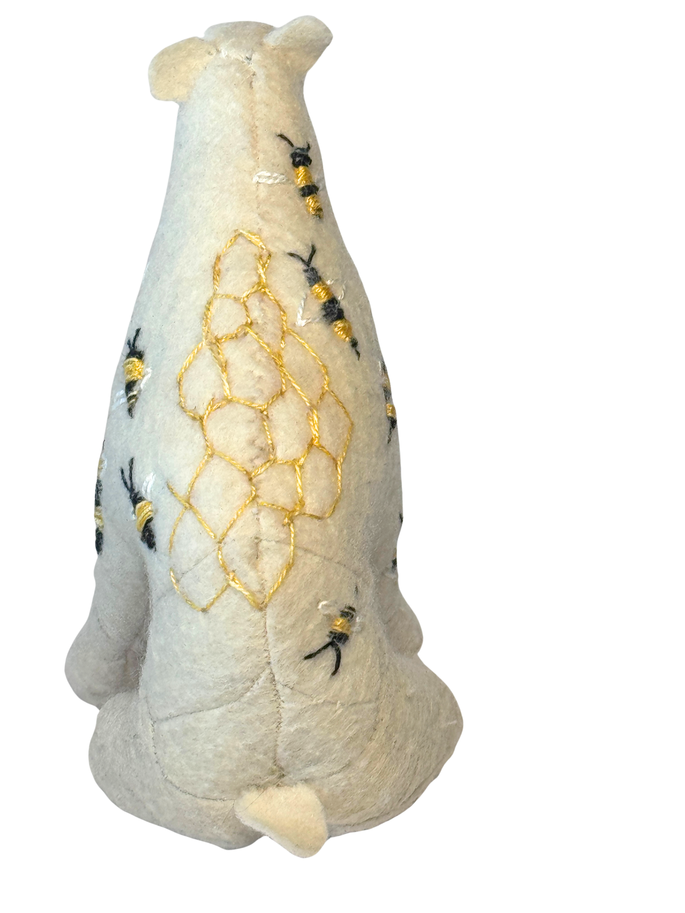 One of Kind Soft Art Sculpture Bee Bear - Woodland Collection - Hand Embroidered