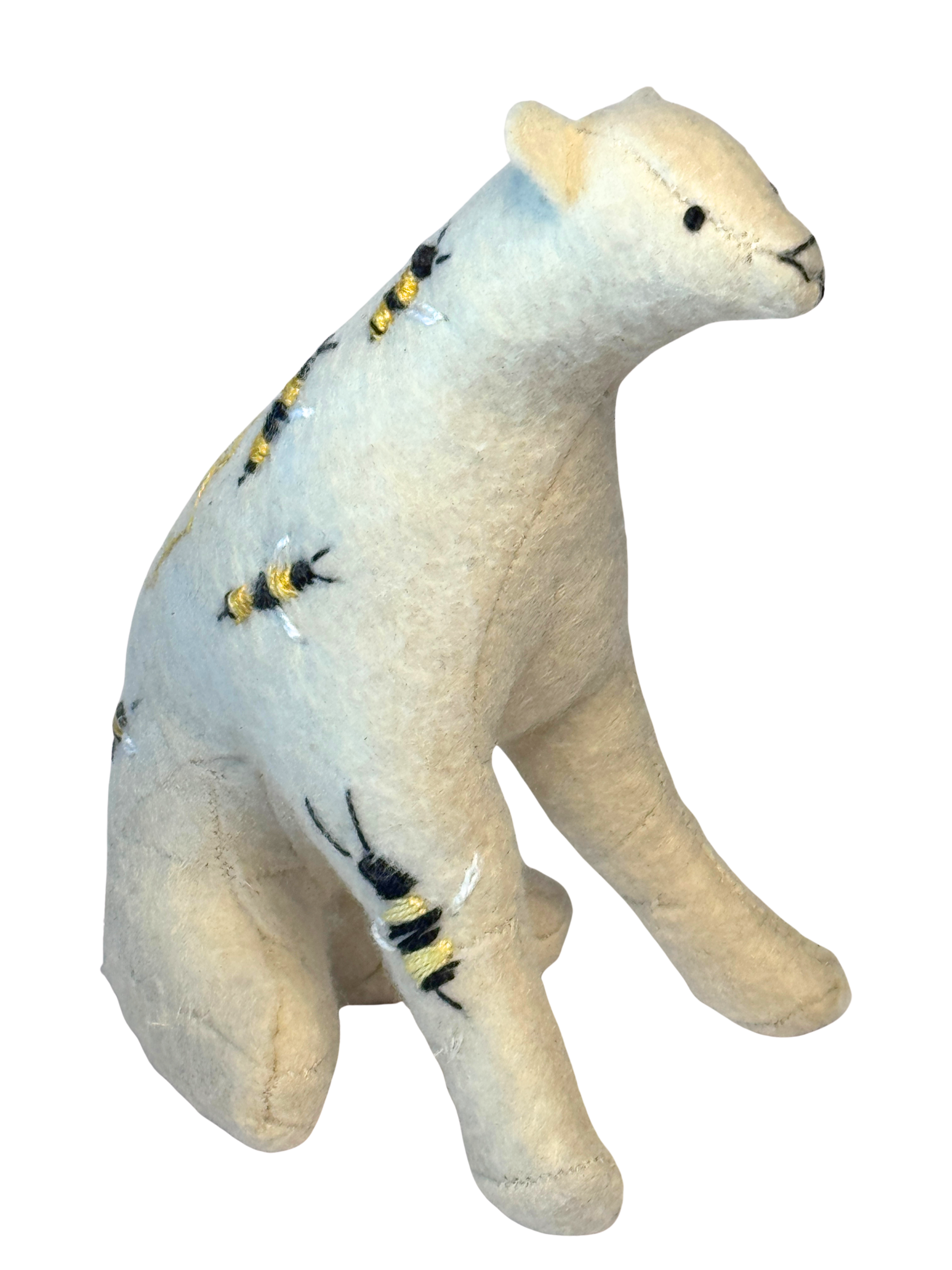 One of Kind Soft Art Sculpture Bee Bear - Woodland Collection - Hand Embroidered