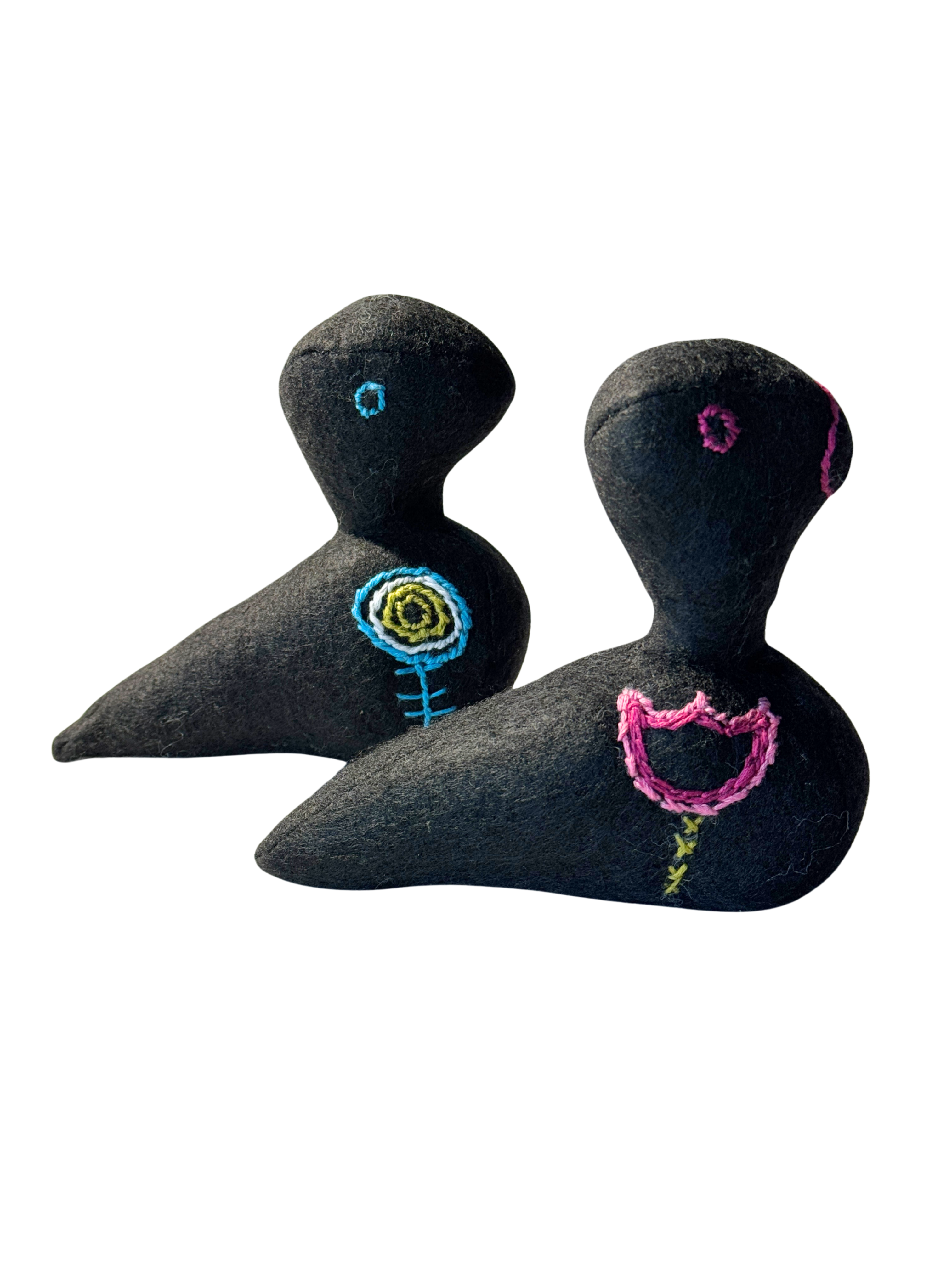 Danish Modern Inspired Bird Pair - One-of-a-Kind Soft Art Sculpture - Bird Collection