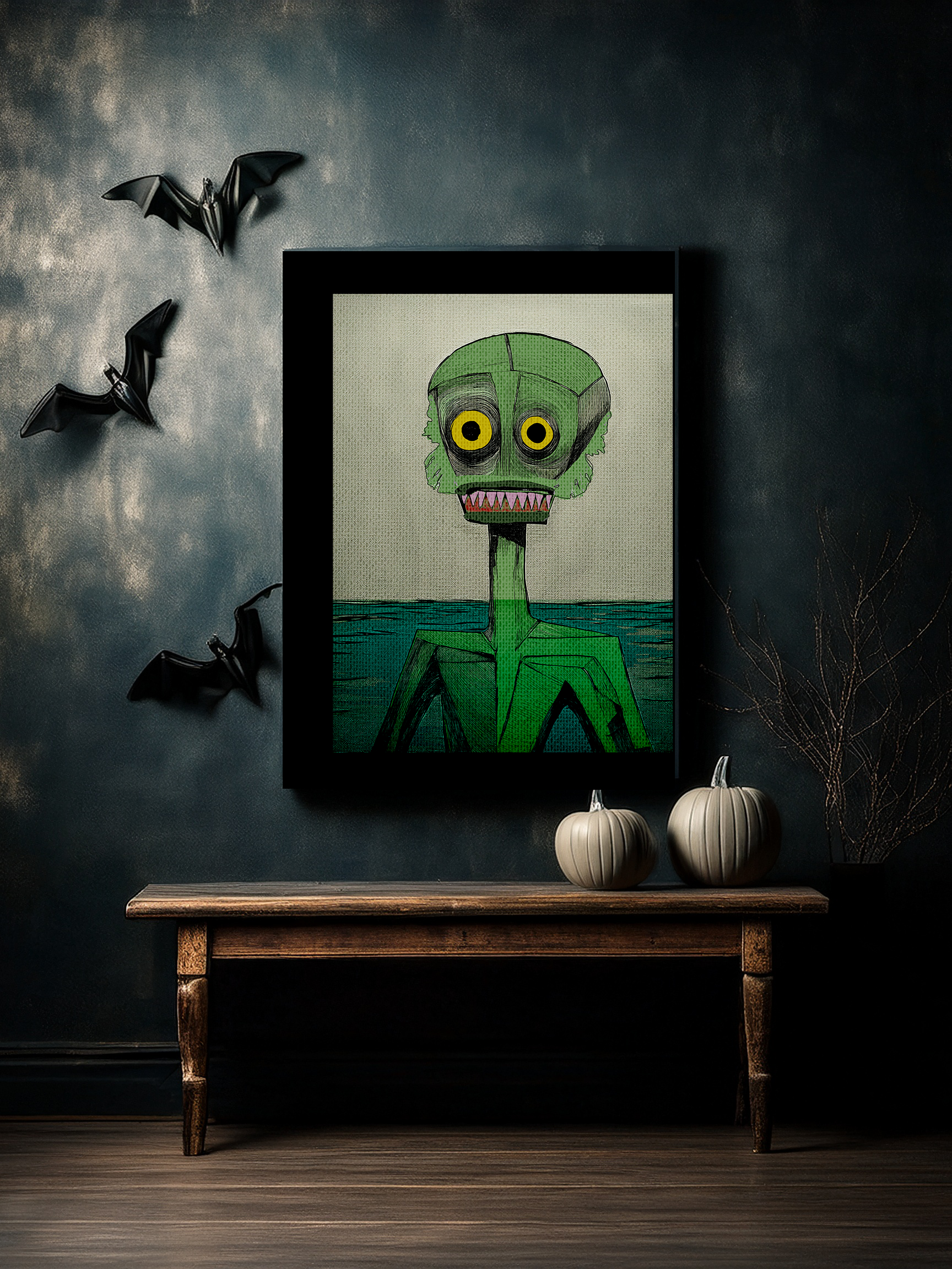 Midwest Mod Creature from the Black Lagoon Seasonal Silk Poster, Indoor and Outdoor Decor, Seasonal Decor, Halloween, Monsters, Creatures