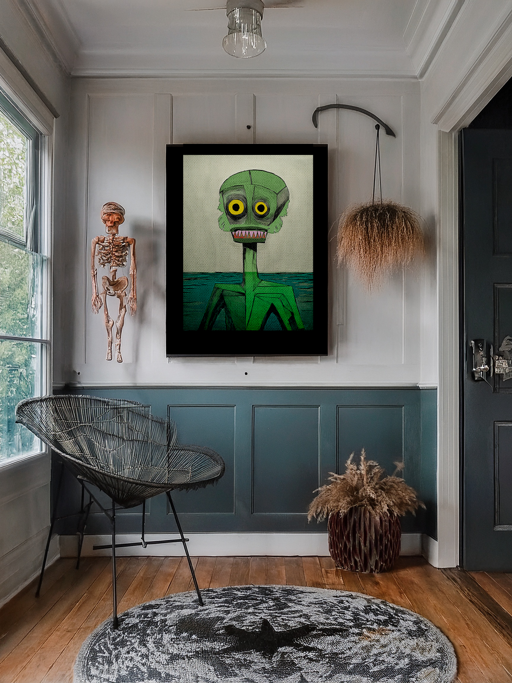 Midwest Mod Creature from the Black Lagoon Seasonal Silk Poster, Indoor and Outdoor Decor, Seasonal Decor, Halloween, Monsters, Creatures