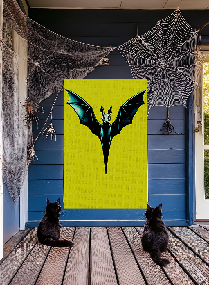 Midwest Mod Modern Blue Bat Seasonal Silk Poster, Indoor and Outdoor Decor, Seasonal Decor, Halloween, Bats